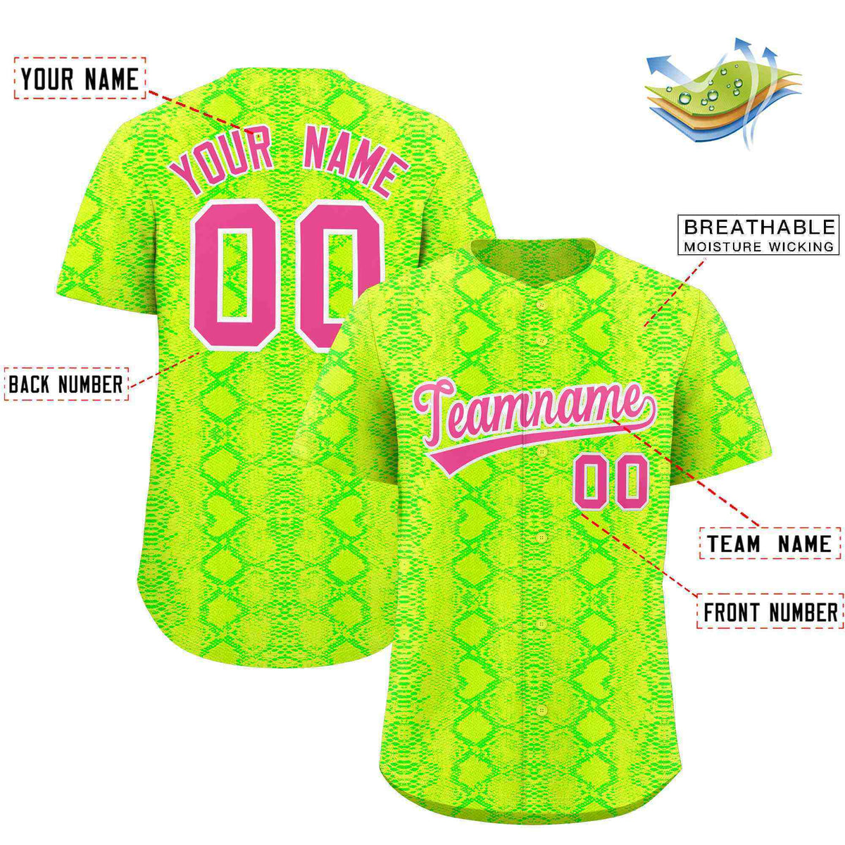 Custom Multi Color Snakeskin Pattern Authentic Baseball Jersey