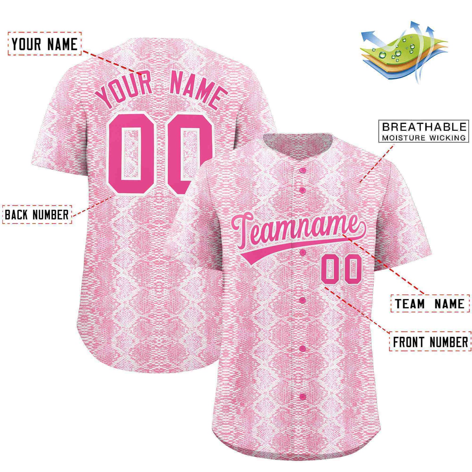 Custom Multi Color Snakeskin Pattern Authentic Baseball Jersey