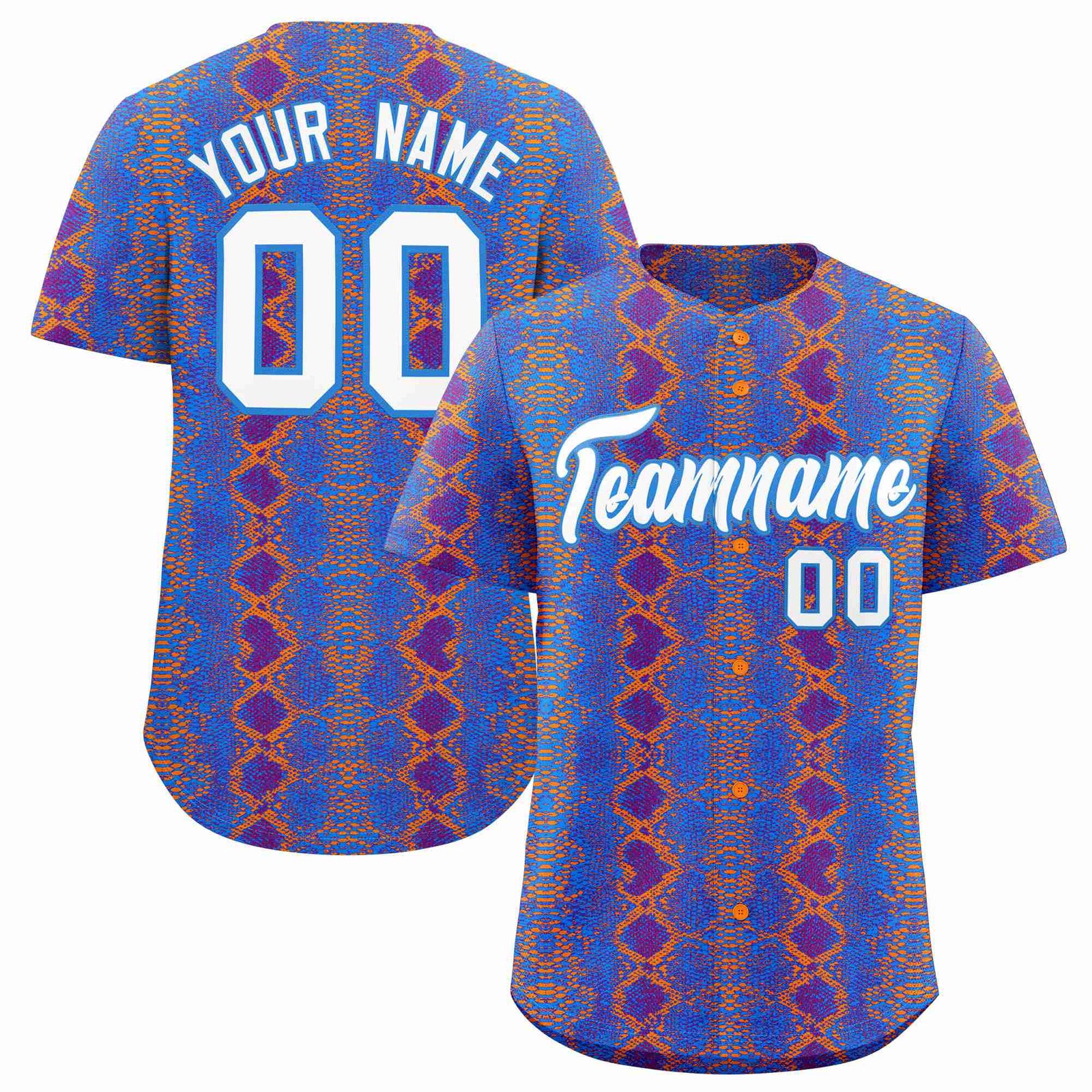 Custom Multi Color Snakeskin Pattern Authentic Baseball Jersey