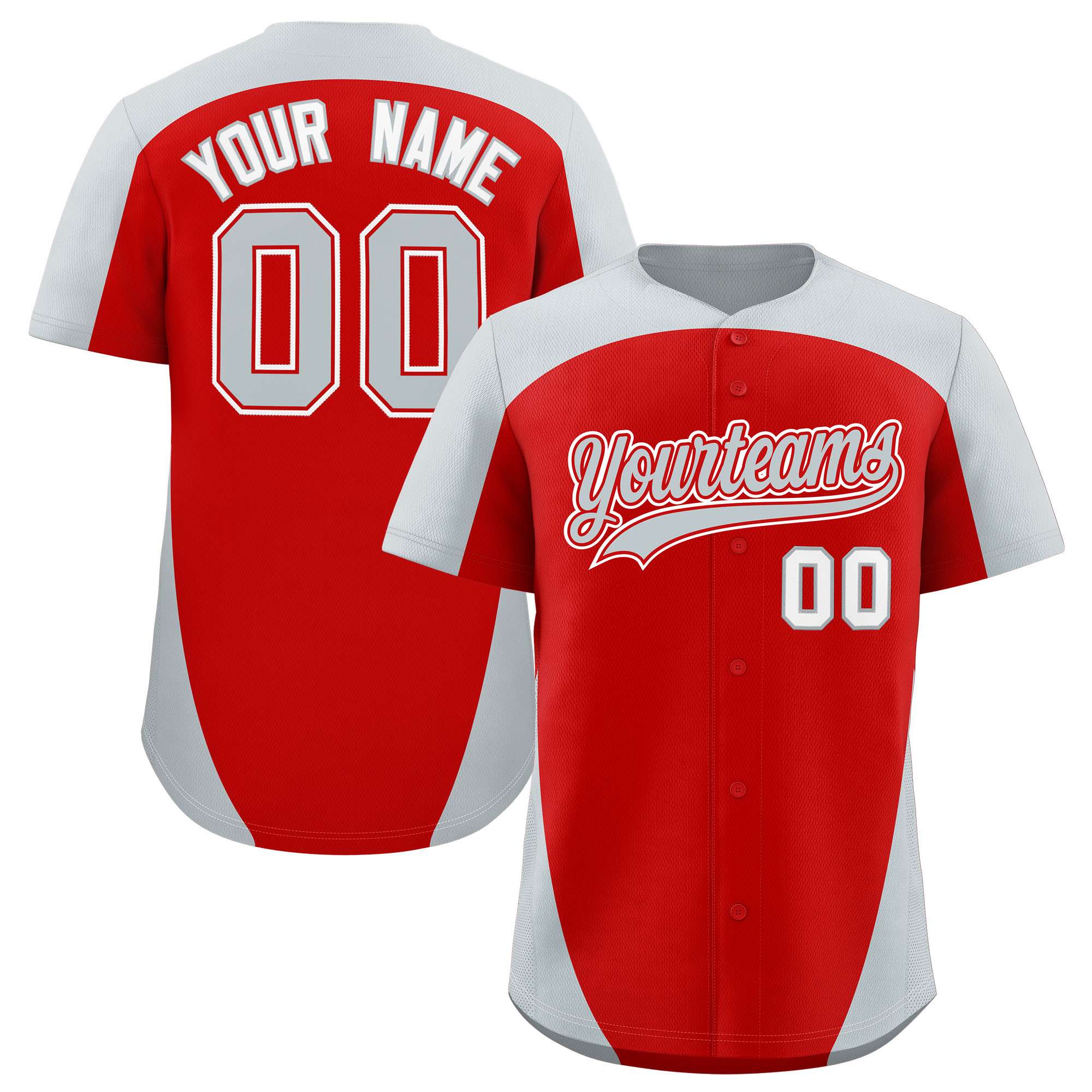 Custom Red Silver Personalized Edge Color Block Authentic Baseball Jersey