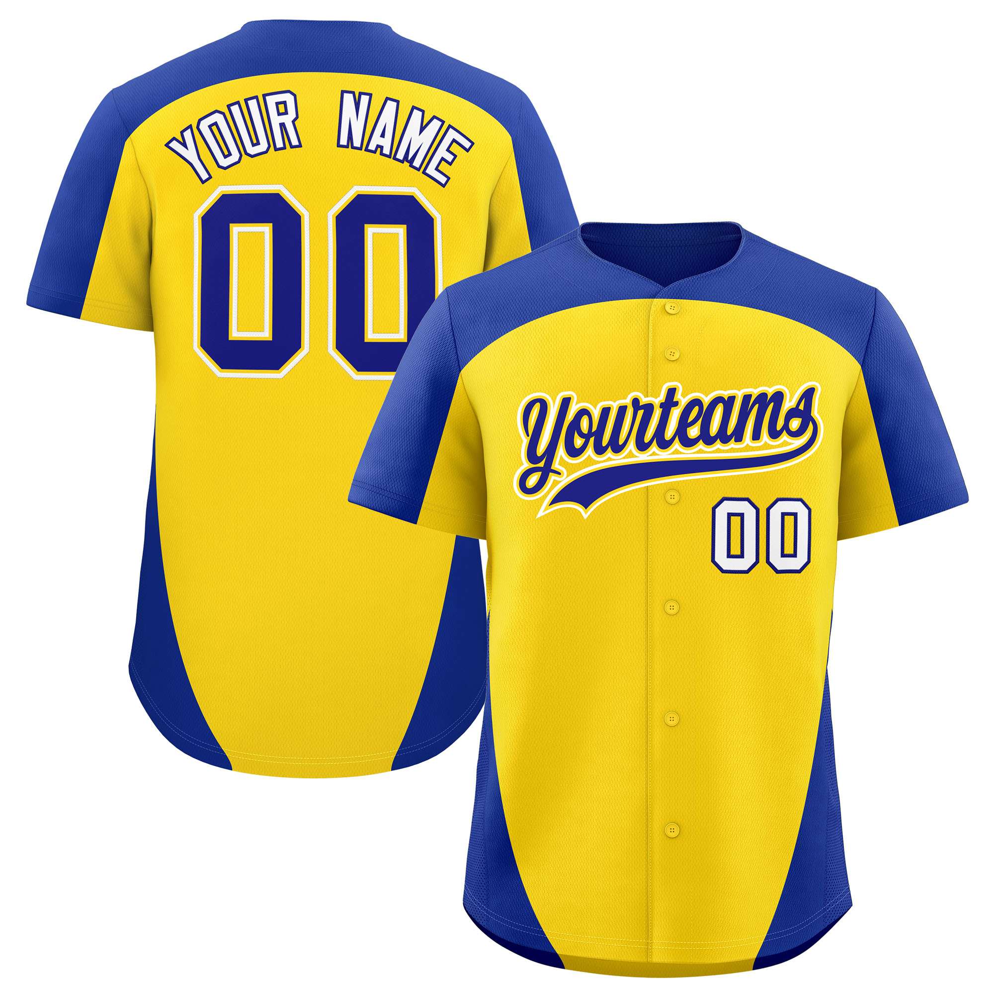 Custom Gold Royal Personalized Edge Color Block Authentic Baseball Jersey