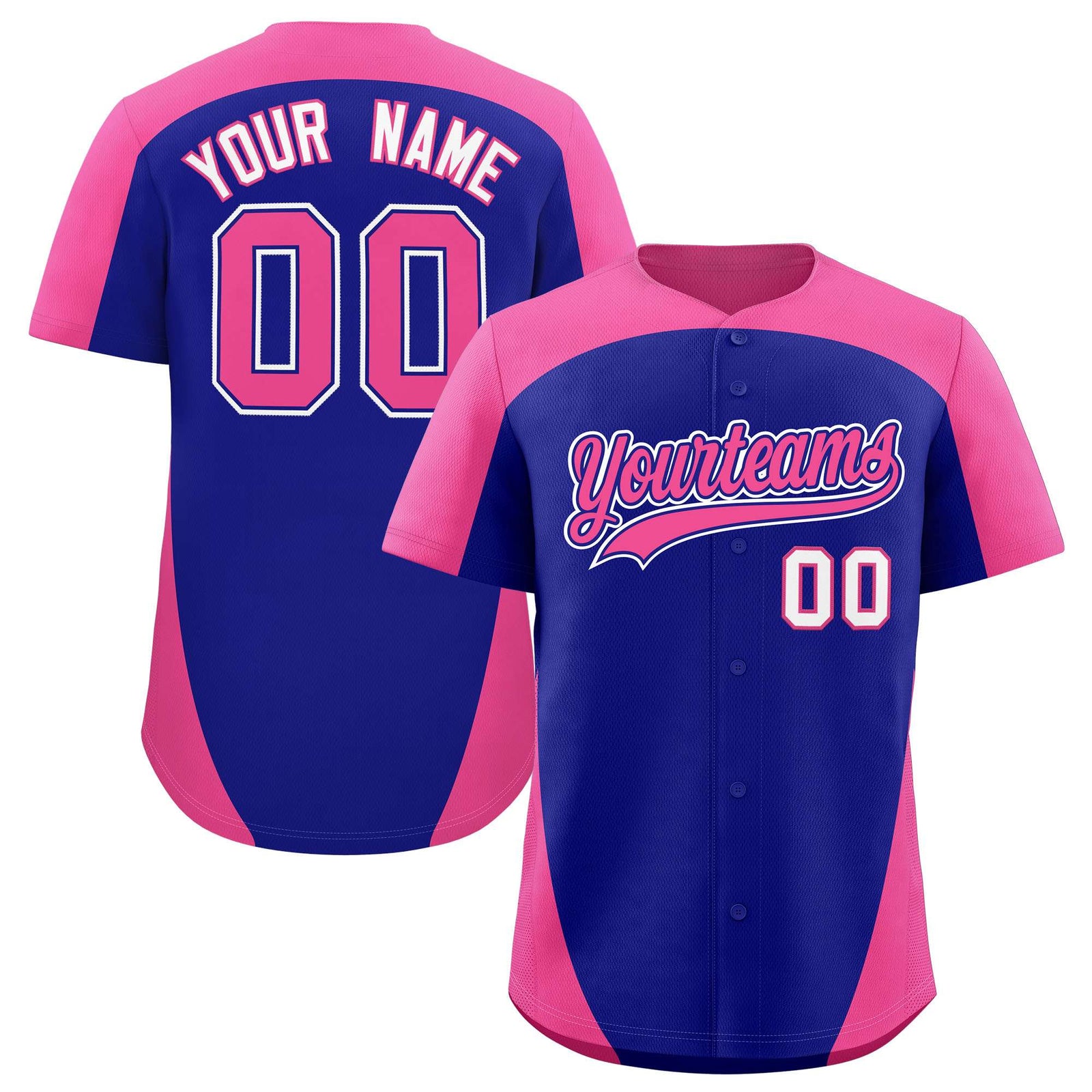 Custom Royal Pink Personalized Edge Color Block Authentic Baseball Jersey