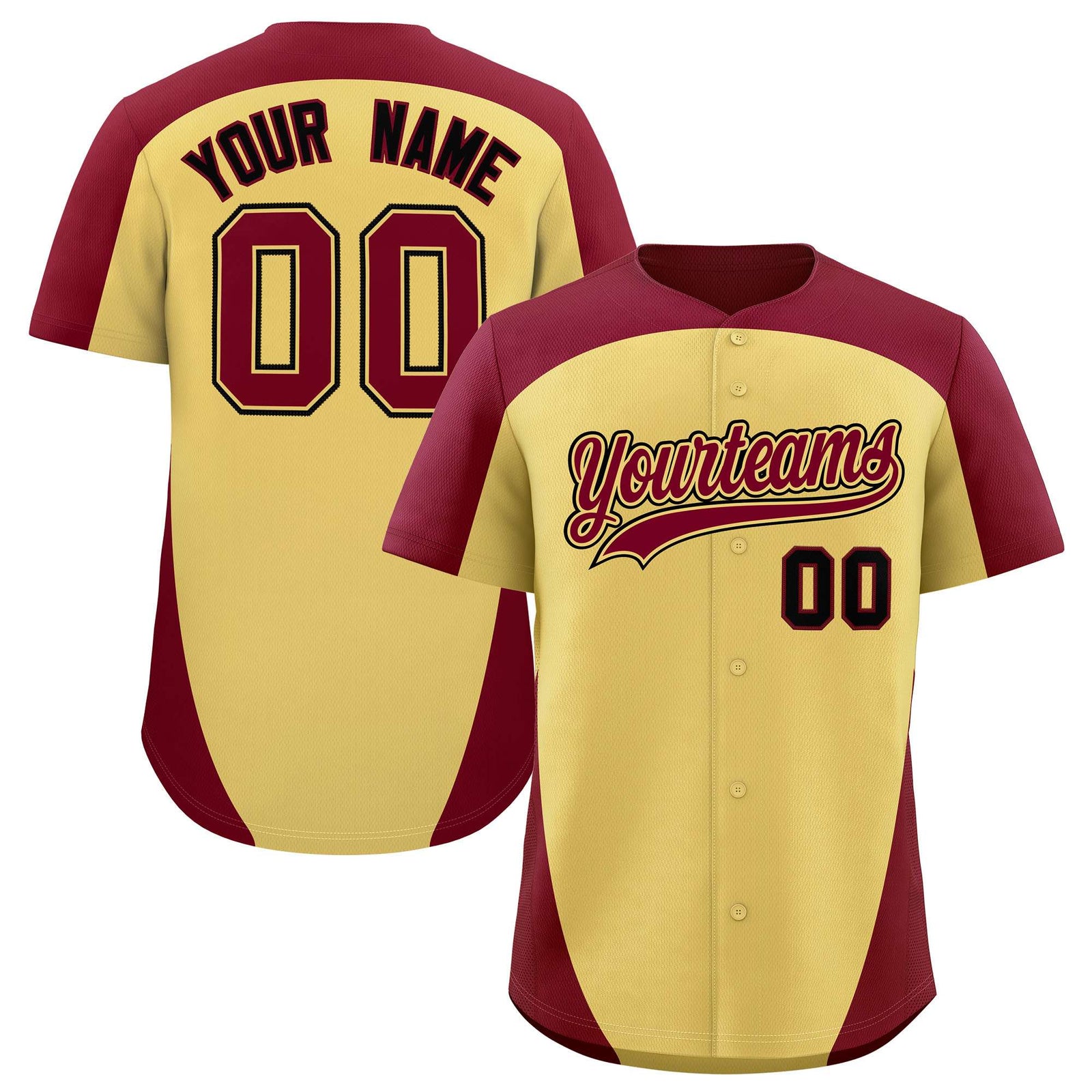 Custom Khaki Crimson Personalized Edge Color Block Authentic Baseball Jersey