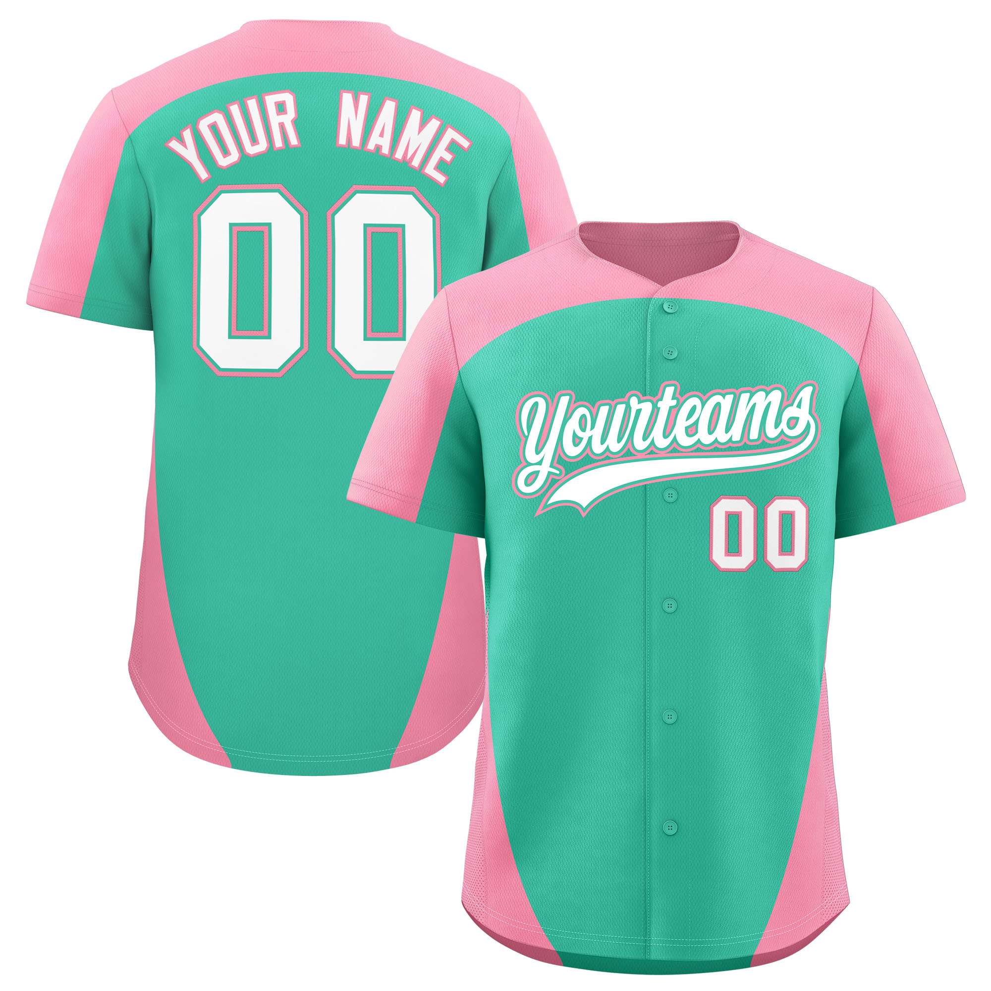 Custom Bright Green Pink Personalized Edge Color Block Authentic Baseball Jersey