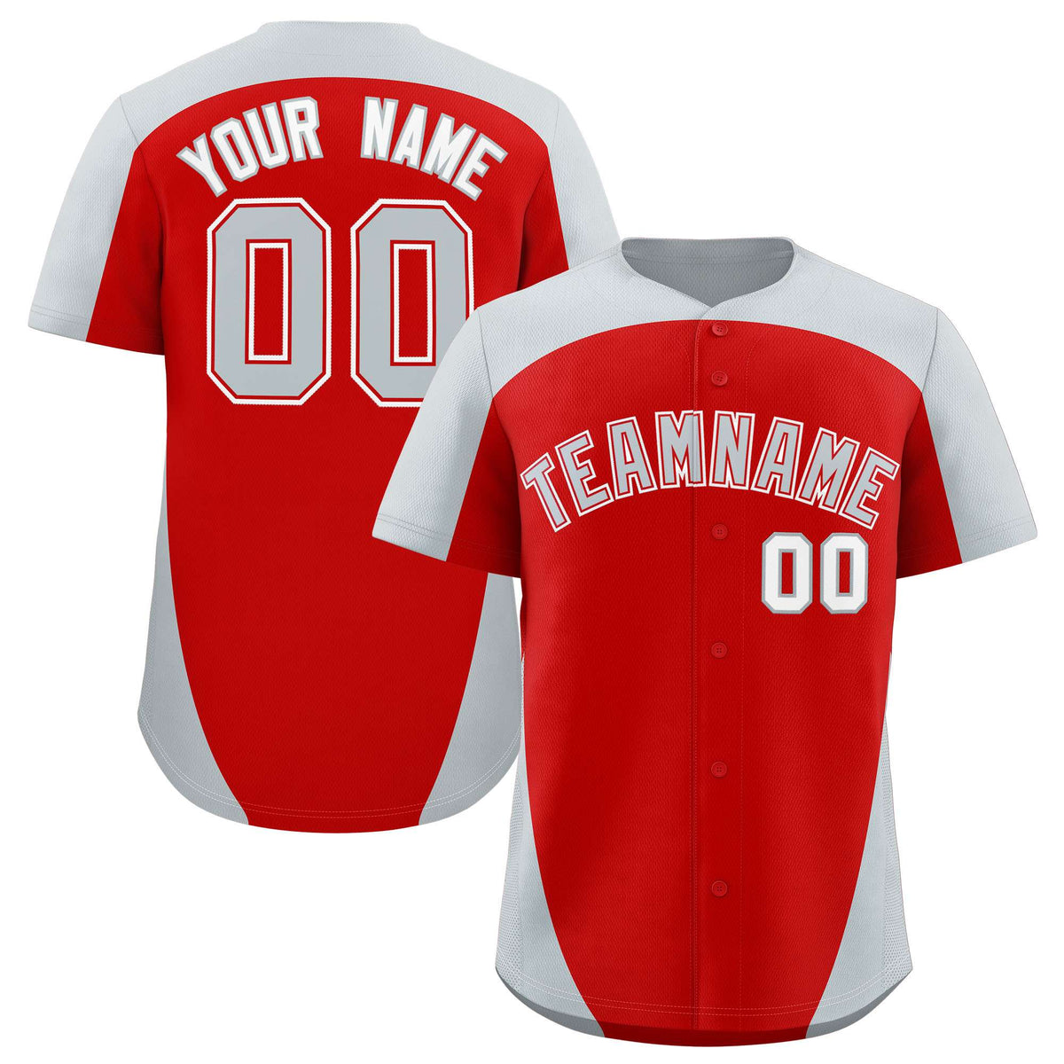 Custom Red Silver Personalized Edge Color Block Authentic Baseball Jersey