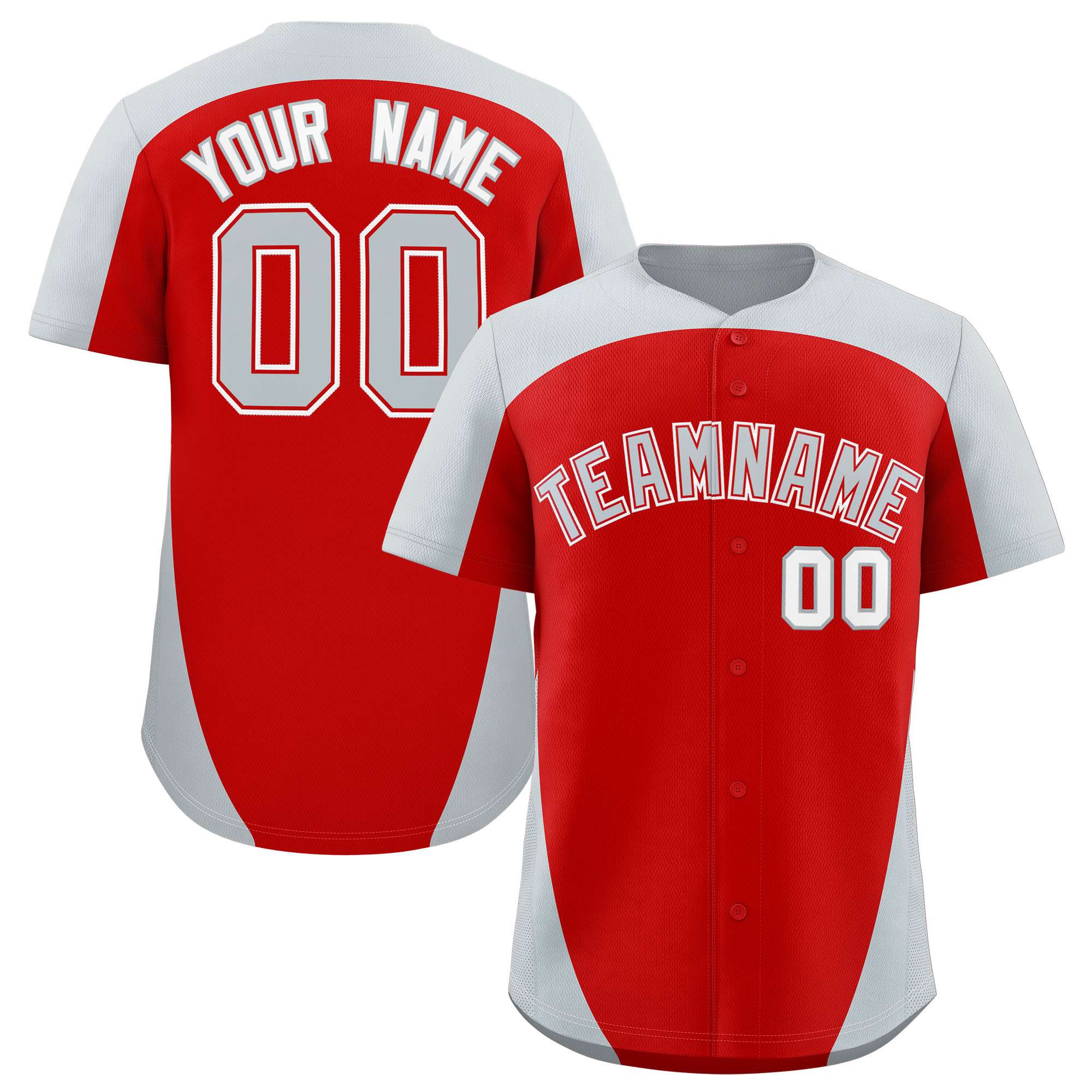 Custom Red Silver Personalized Edge Color Block Authentic Baseball Jersey