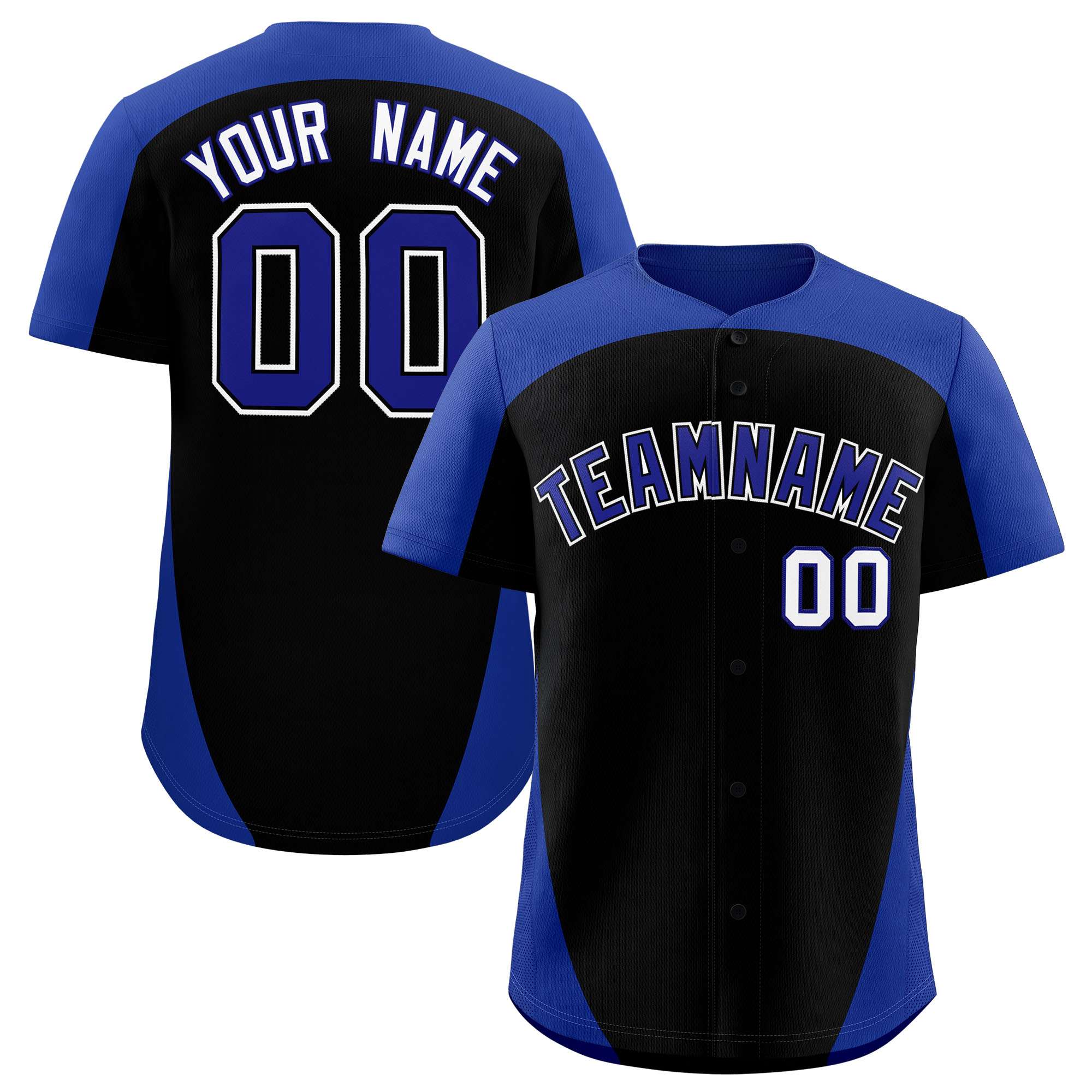 Custom Black Royal Personalized Edge Color Block Authentic Baseball Jersey