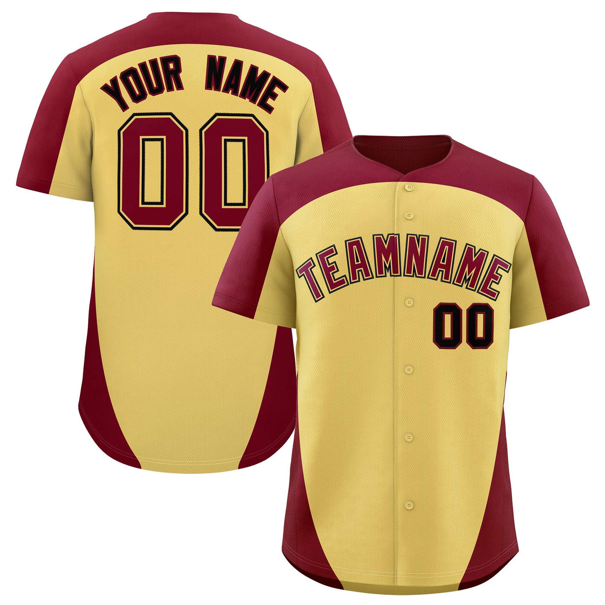 Custom Khaki Crimson Personalized Edge Color Block Authentic Baseball Jersey
