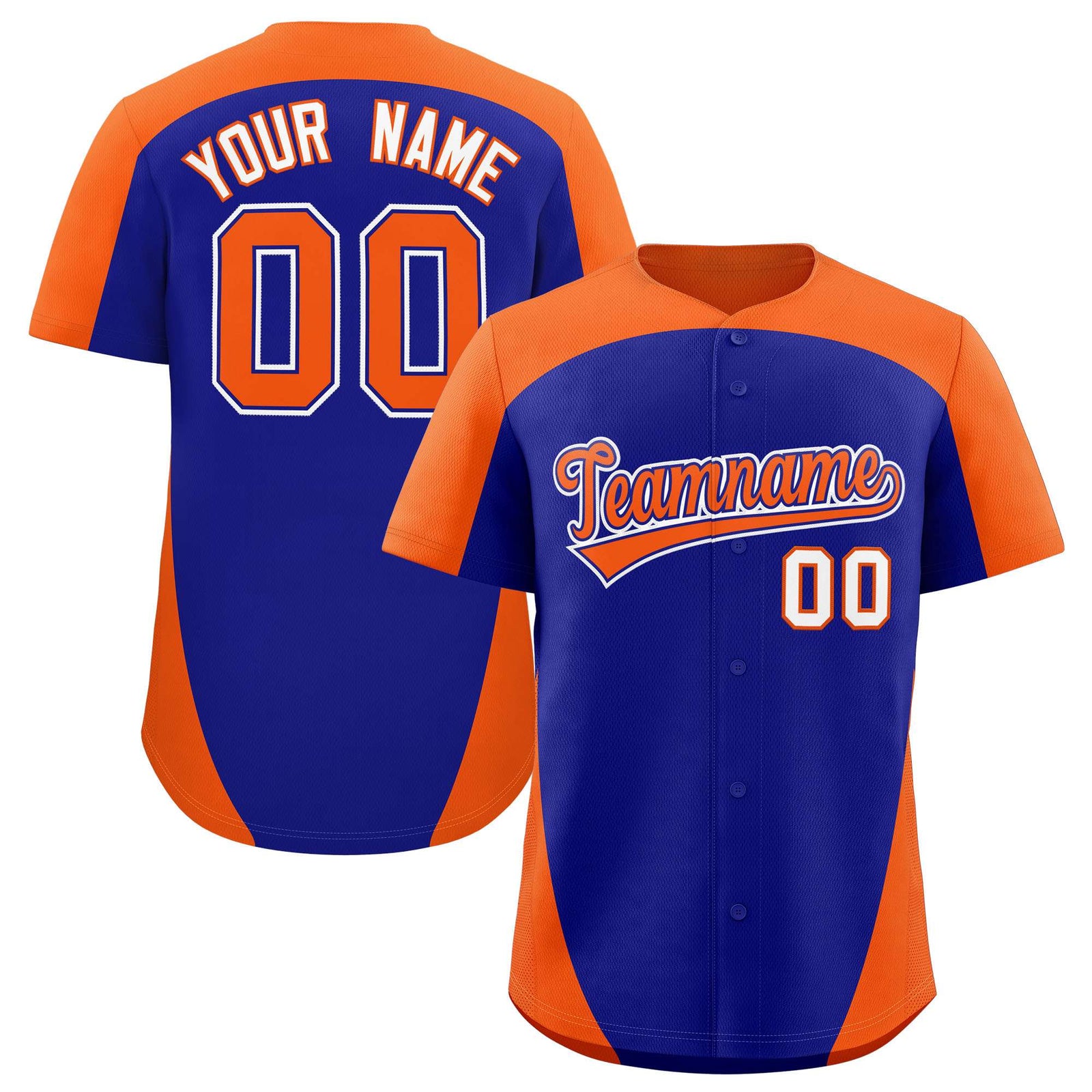 Custom Royal Orange Personalized Edge Color Block Authentic Baseball Jersey