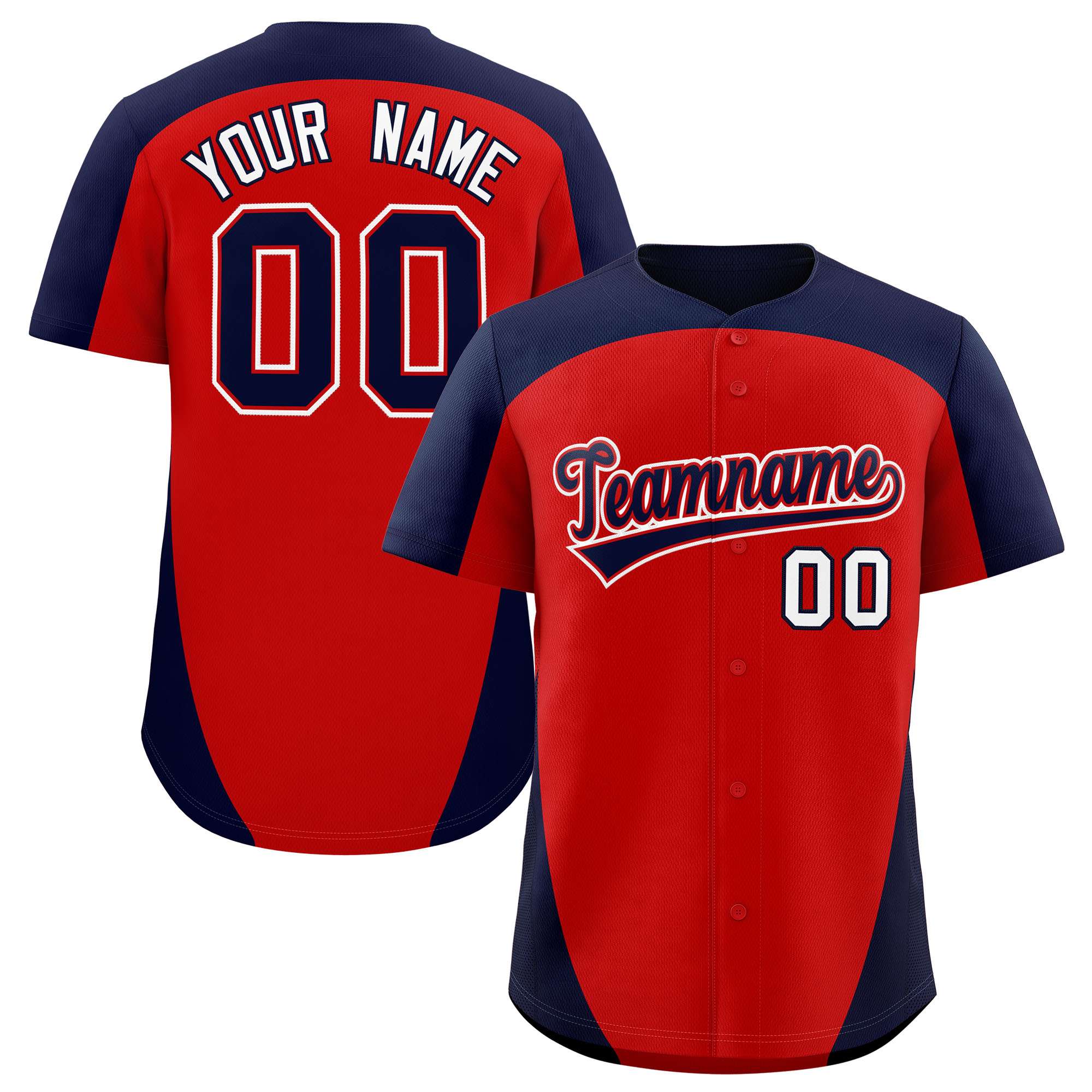 Custom Red Navy Personalized Edge Color Block Authentic Baseball Jersey
