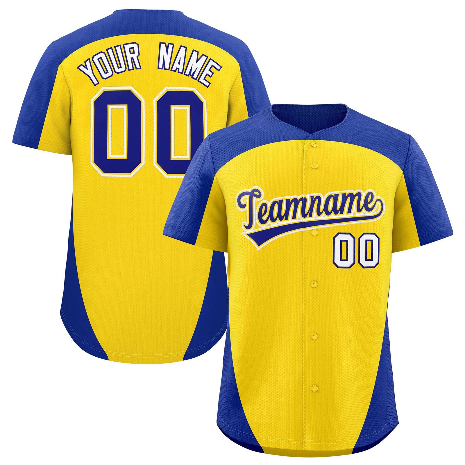Custom Gold Royal Personalized Edge Color Block Authentic Baseball Jersey