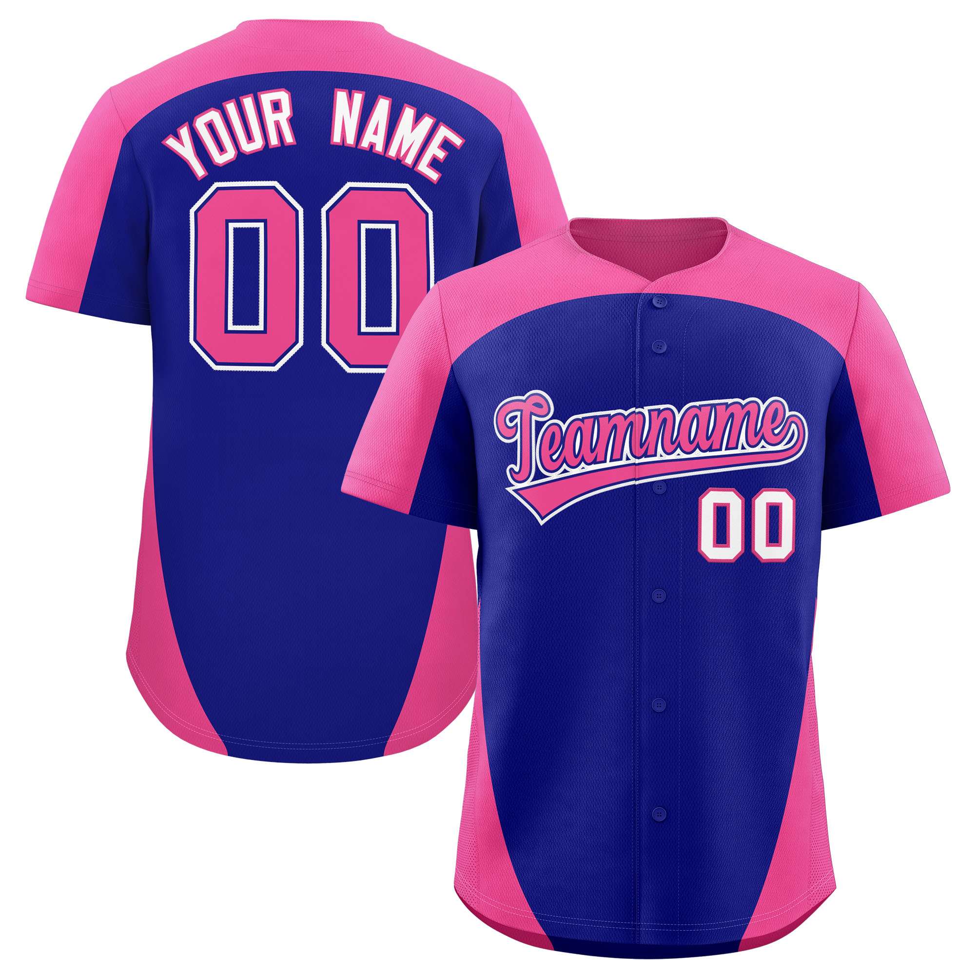 Custom Royal Pink Personalized Edge Color Block Authentic Baseball Jersey