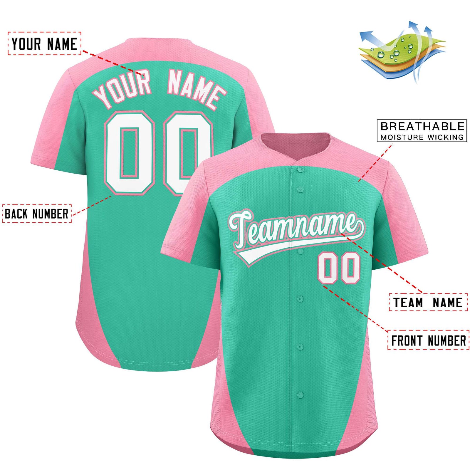 Custom Bright Green Pink Personalized Edge Color Block Authentic Baseball Jersey