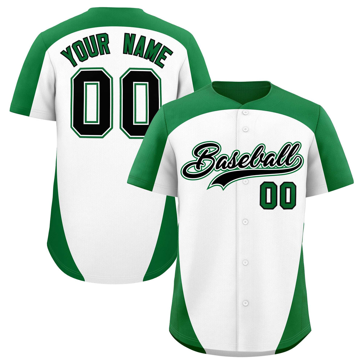 Custom White Kelly Green Personalized Edge Color Block Authentic Baseball Jersey