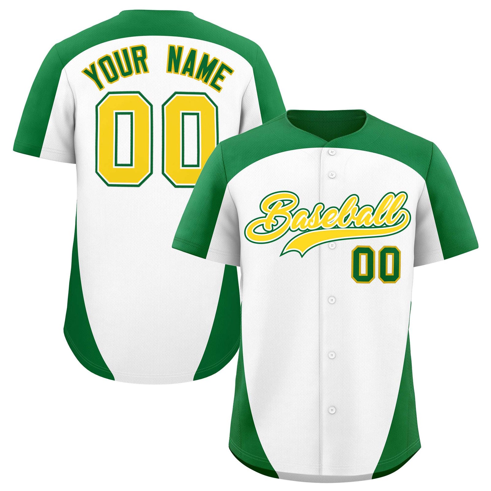 Custom White Kelly Green Personalized Edge Color Block Authentic Baseball Jersey