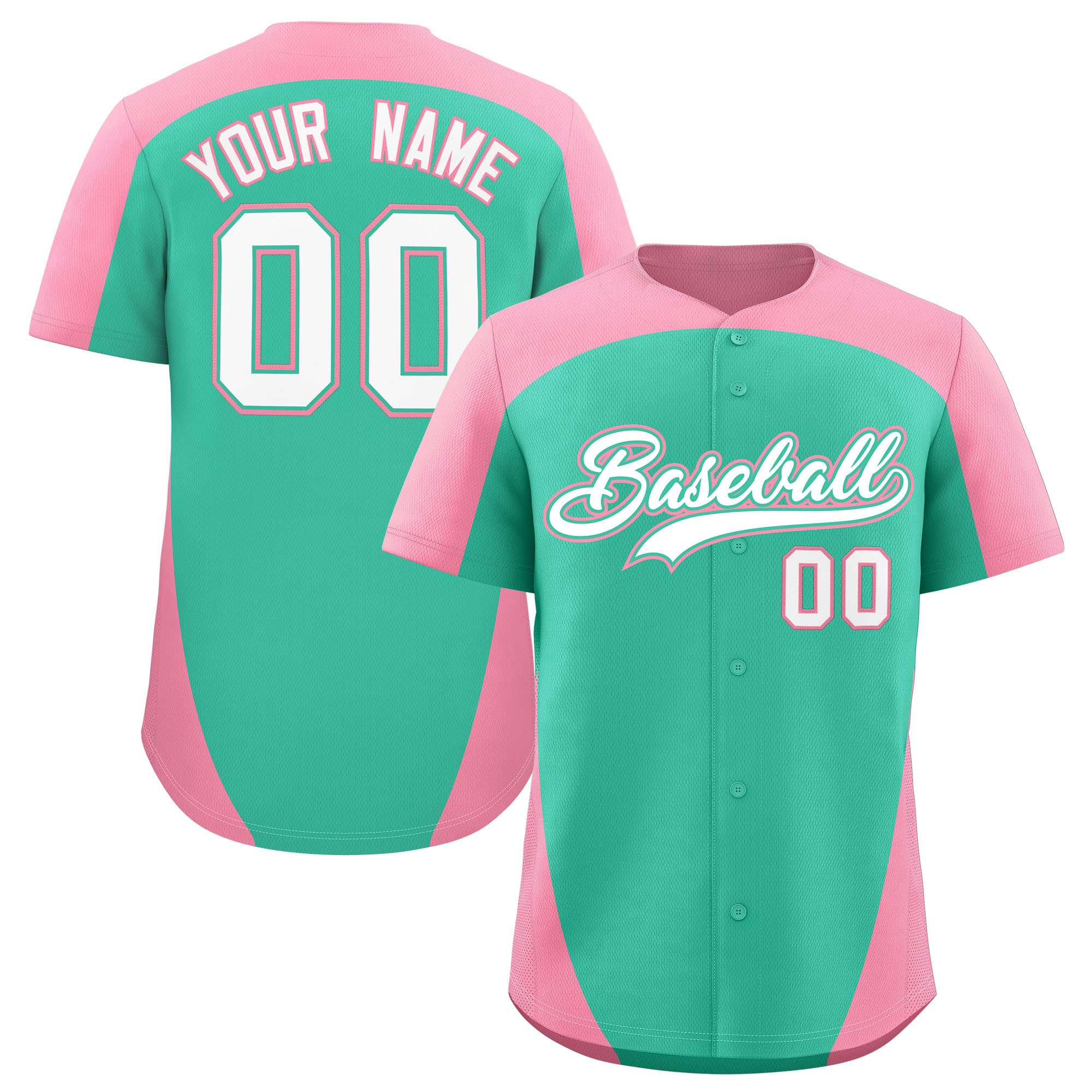Custom Bright Green Pink Personalized Edge Color Block Authentic Baseball Jersey