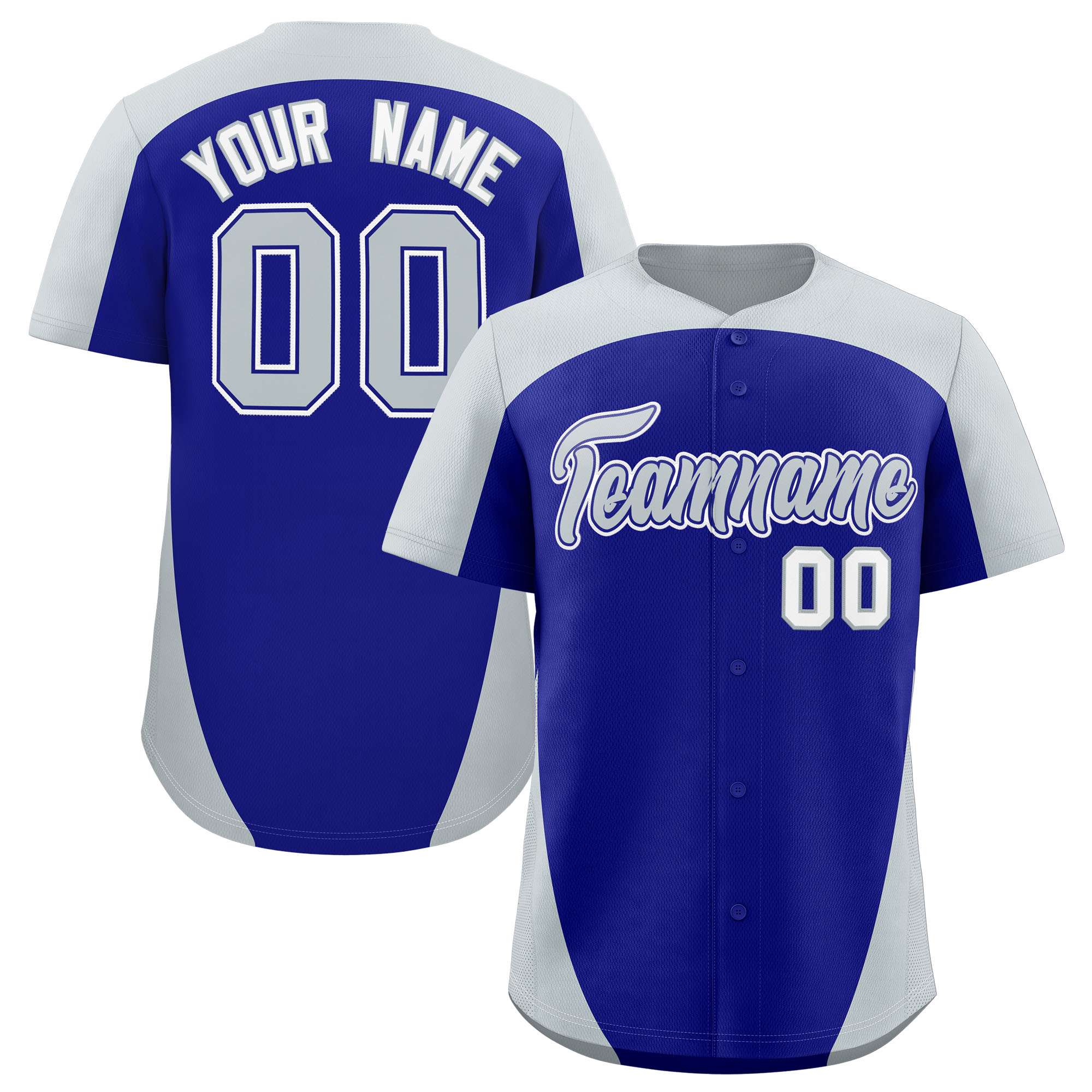 Custom Royal Silver Personalized Edge Color Block Authentic Baseball Jersey