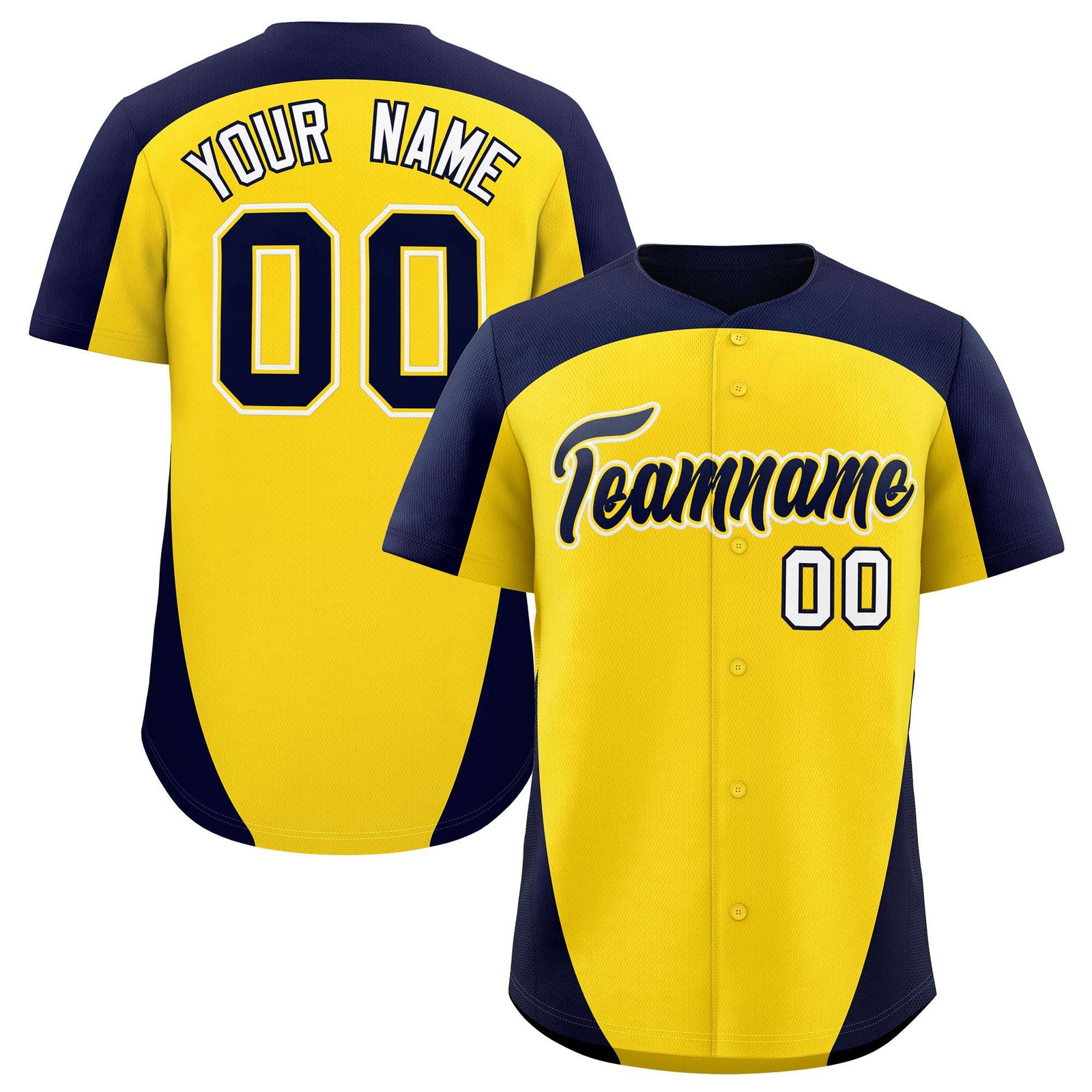 Custom Gold Navy Personalized Edge Color Block Authentic Baseball Jersey