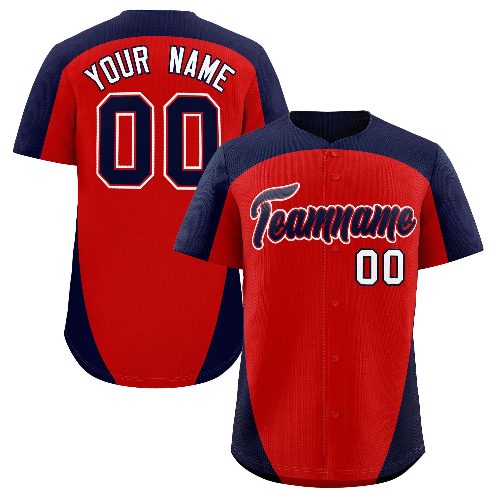 Custom Red Navy Personalized Edge Color Block Authentic Baseball Jersey