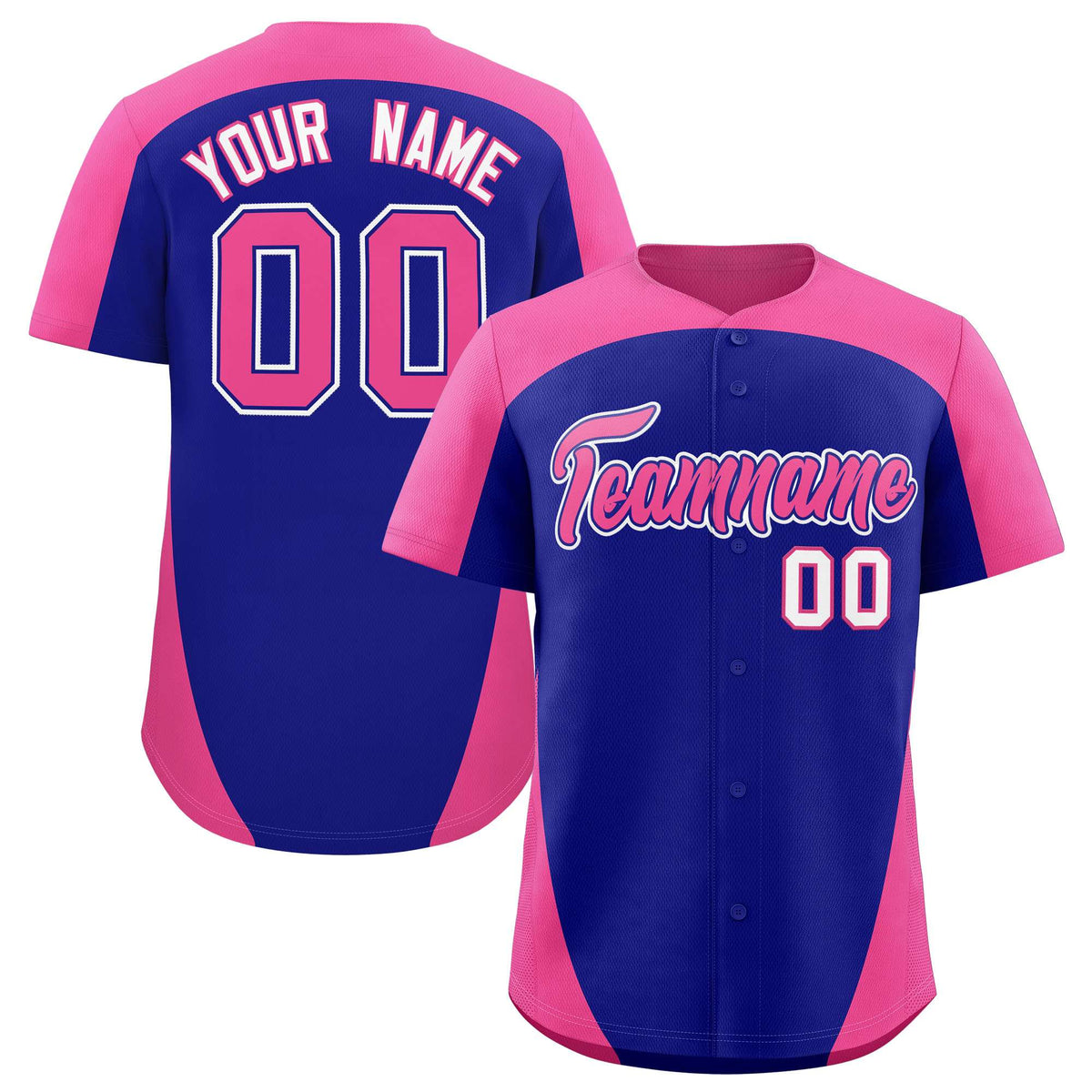 Custom Royal Pink Personalized Edge Color Block Authentic Baseball Jersey