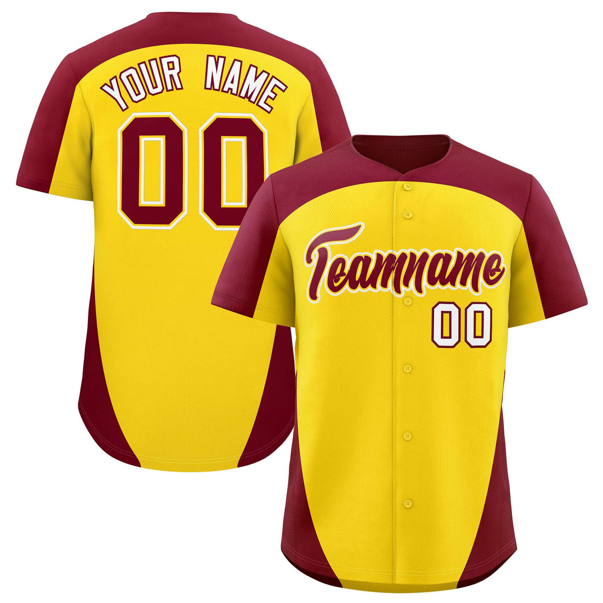 Custom Gold Crimson Personalized Edge Color Block Authentic Baseball Jersey