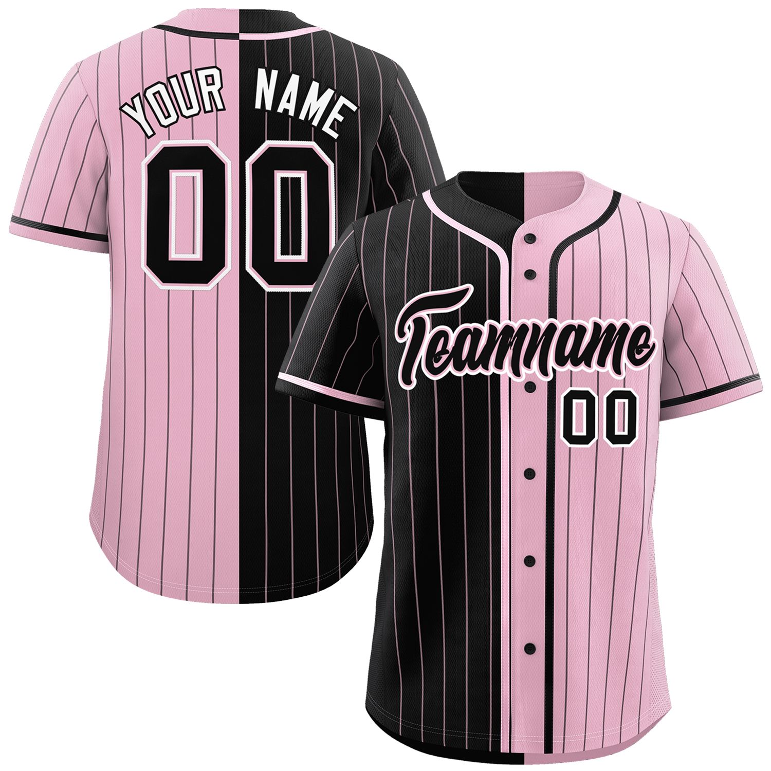 Custom Black Light Pink Two Tone Striped Fashion Authentic Baseball Jersey