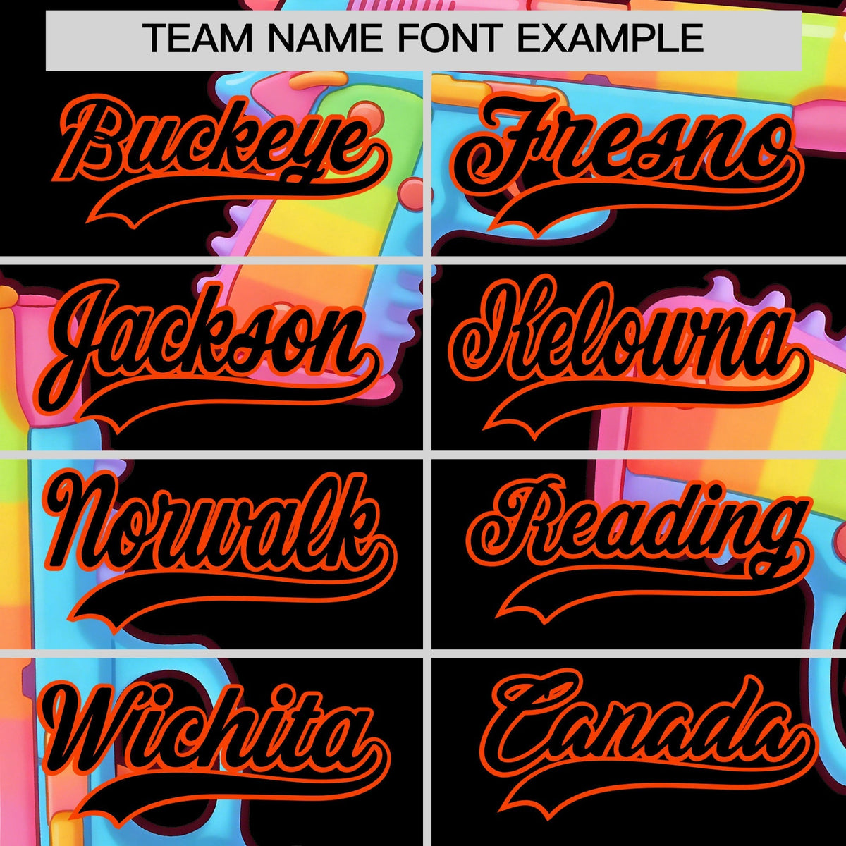 Custom Youth Baseball Jersey Black Orange Sugar-Coated Firepower Graffiti Pattern Street Style