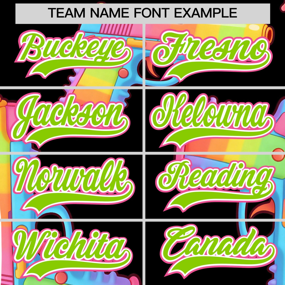 Custom Youth Baseball Jersey Black Neon Green Sugar-Coated Firepower Graffiti Pattern Street Style
