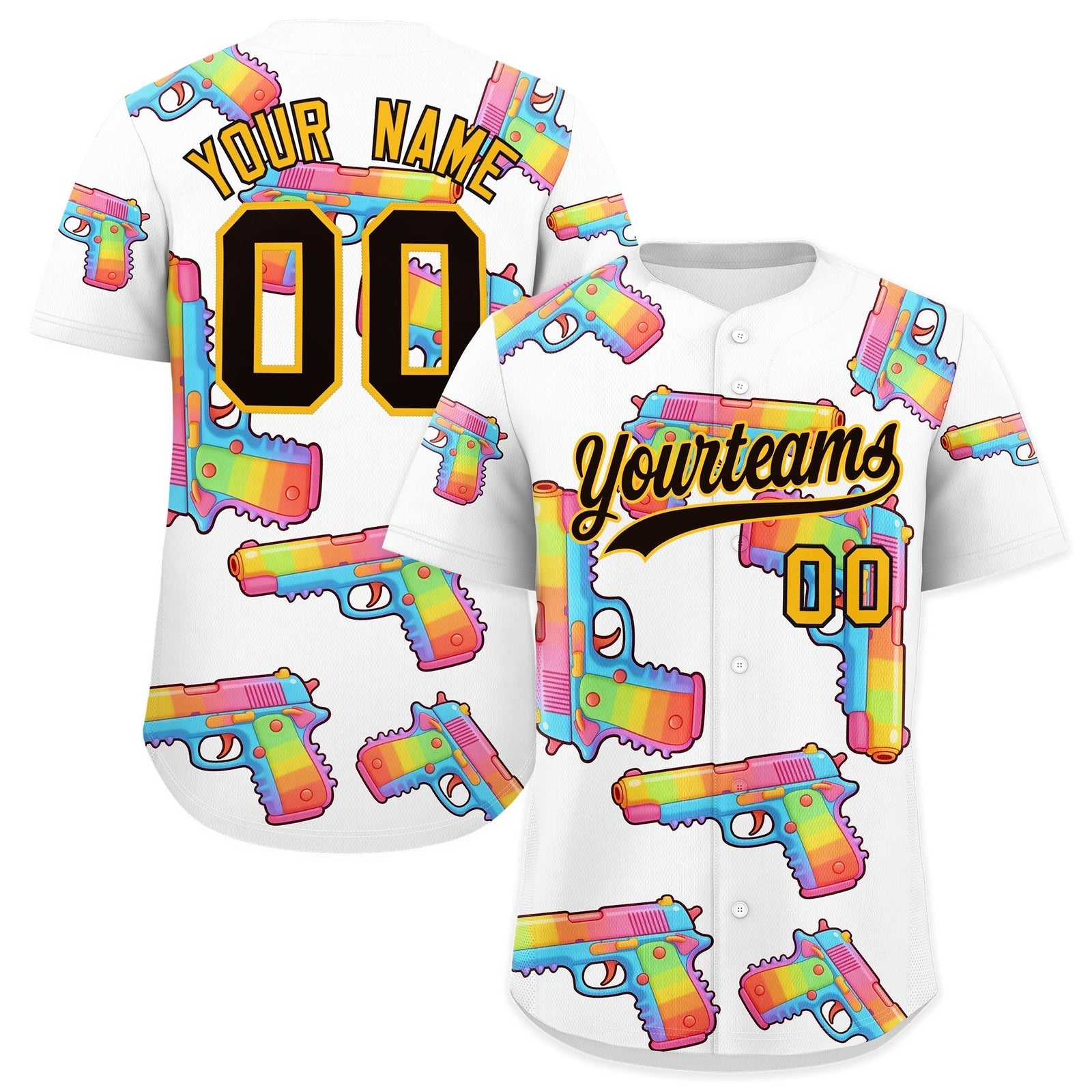 Custom Youth Baseball Jersey White Black Sugar-Coated Firepower Graffiti Pattern Hip-hop