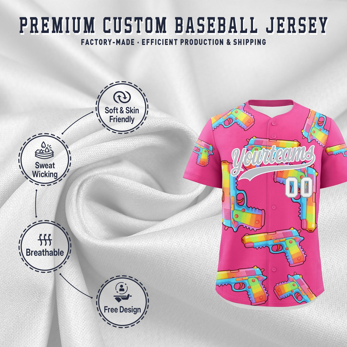Custom Youth Baseball Jersey Pink Silver Sugar-Coated Firepower Graffiti Pattern Hip-hop