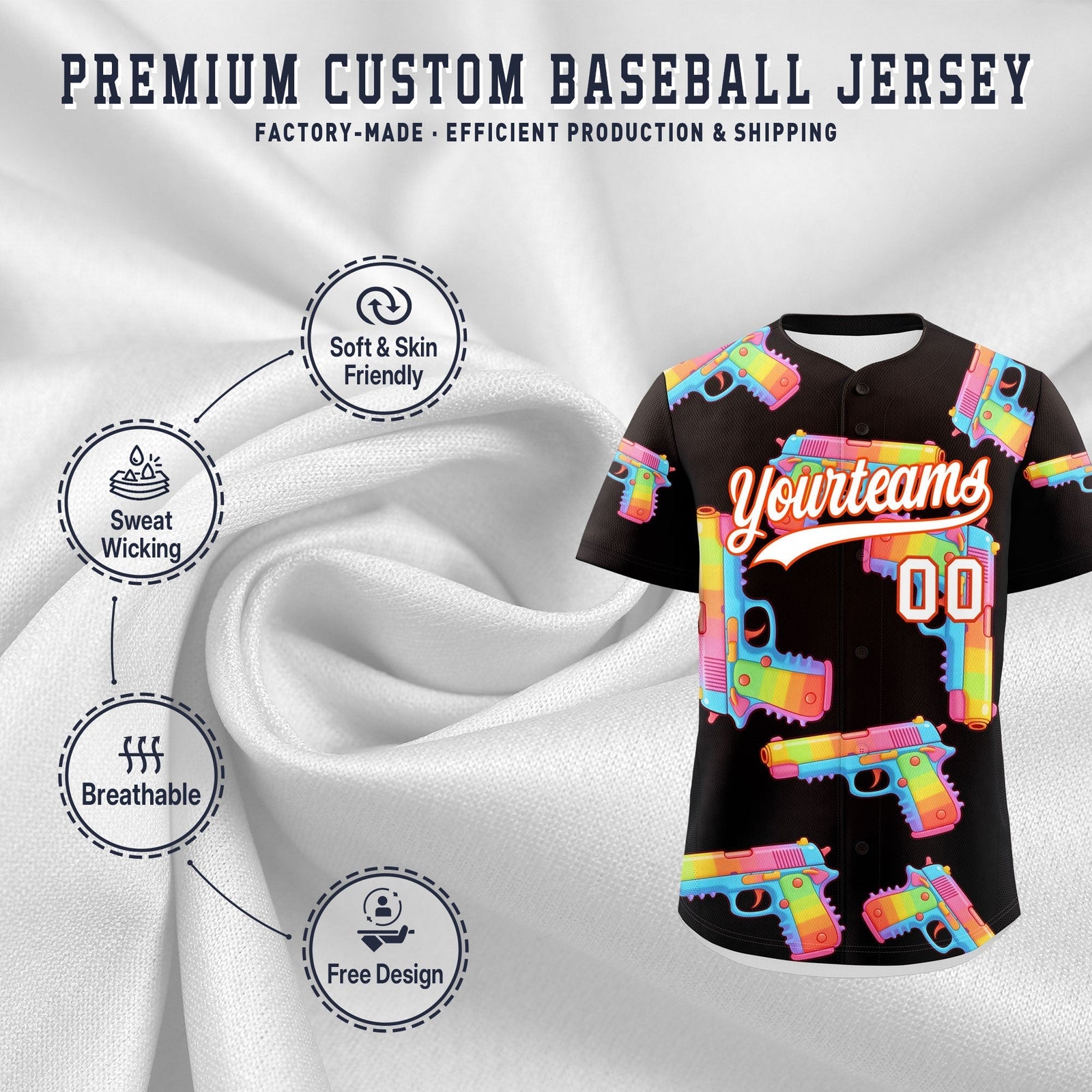 Custom Youth Baseball Jersey Brown White Sugar-Coated Firepower Graffiti Pattern Hip-hop