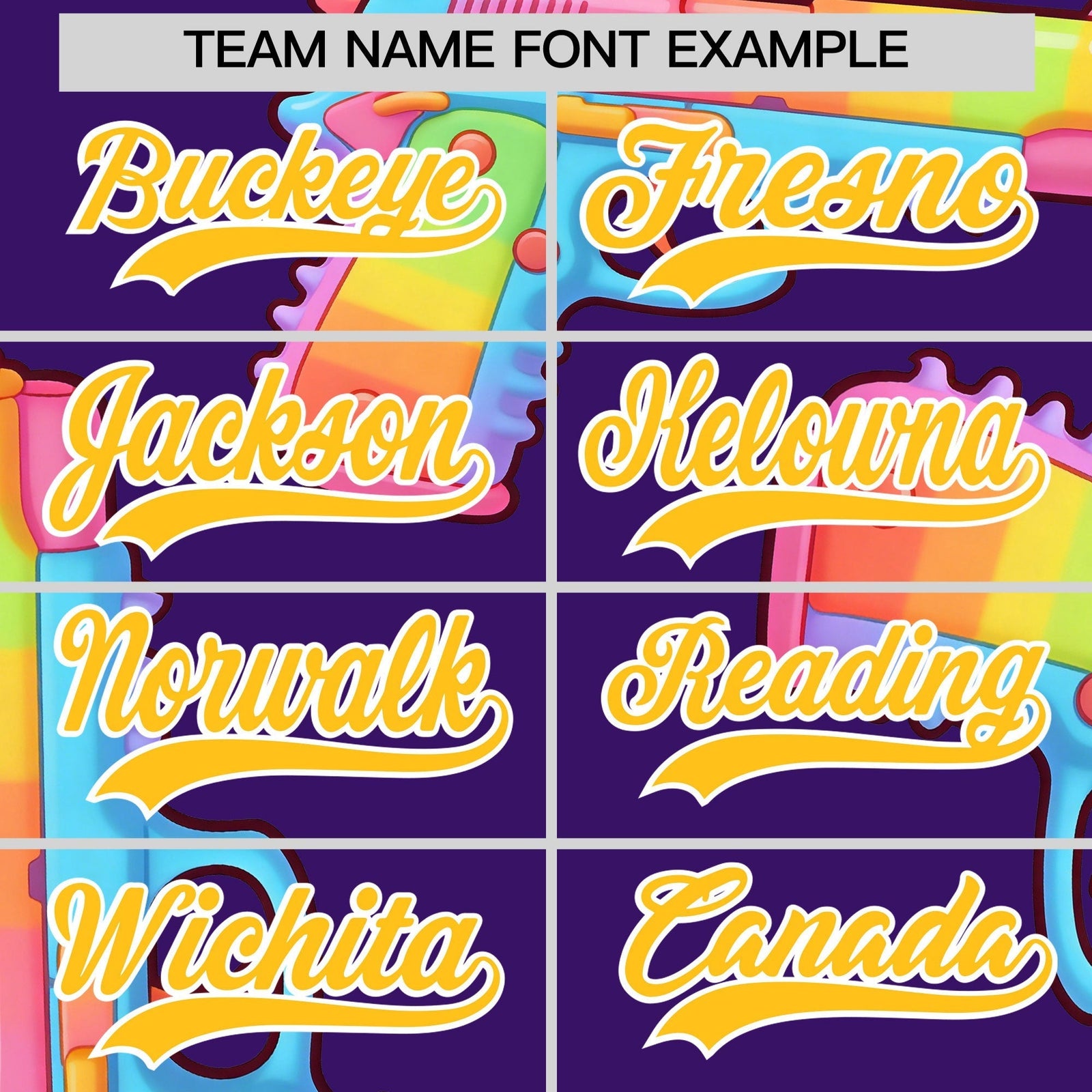 Custom Youth Baseball Jersey Purple Yellow Sugar-Coated Firepower Graffiti Pattern Street Style