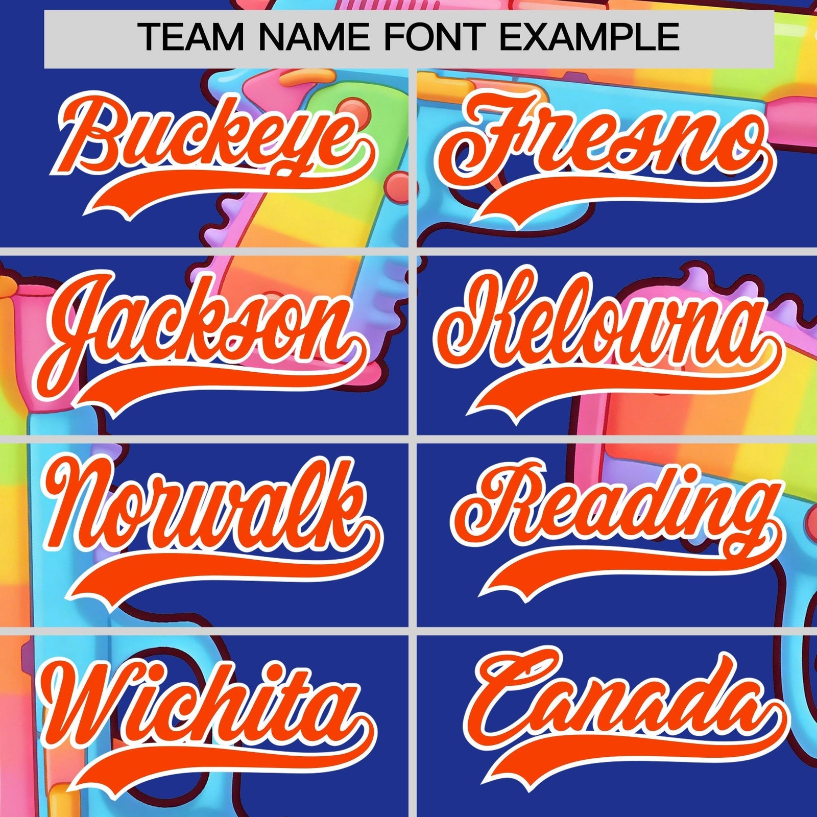 Custom Youth Baseball Jersey Royal Blue Orange Sugar-Coated Firepower Graffiti Pattern Street Style