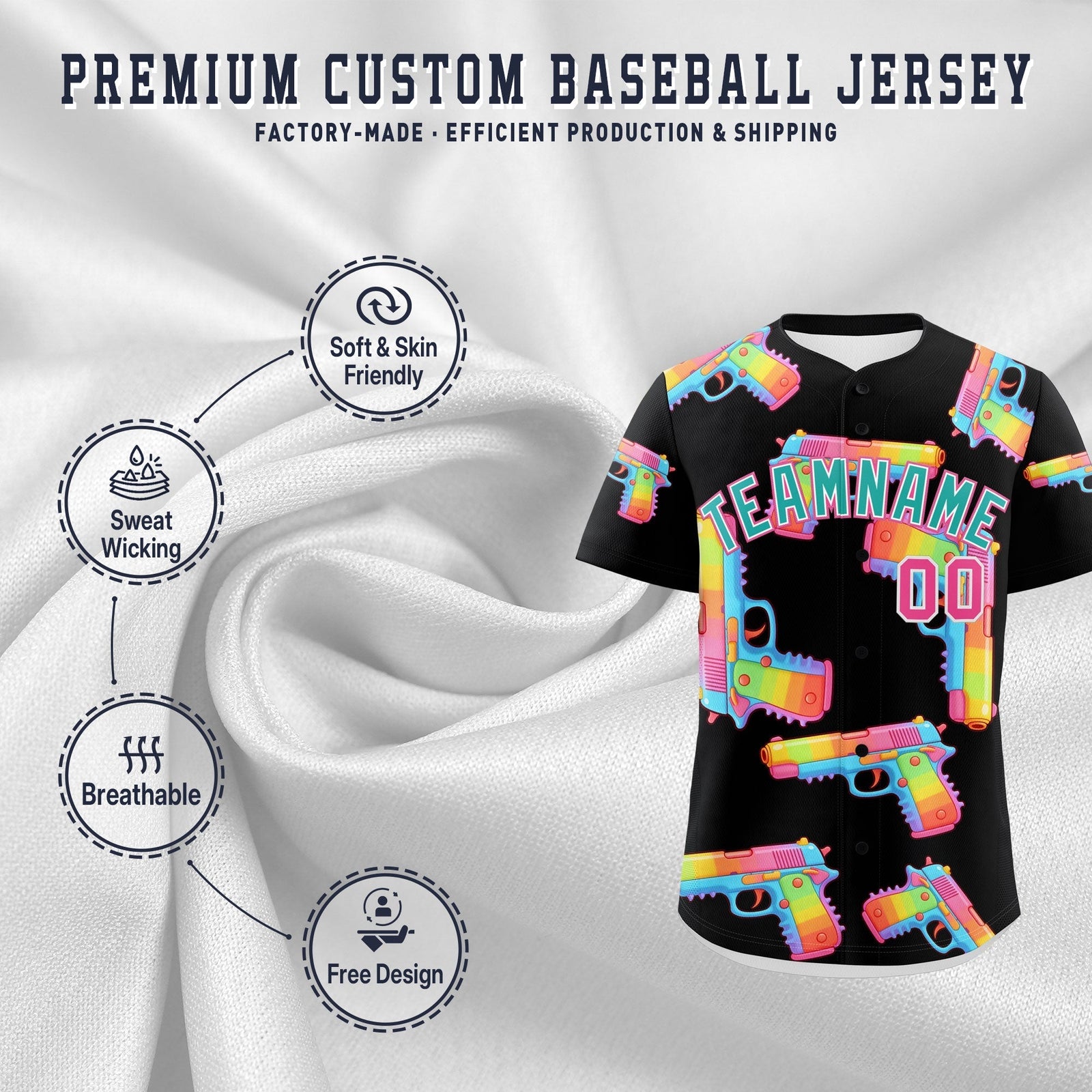Custom Youth Baseball Jersey Black Aqua Sugar-Coated Firepower Graffiti Pattern Urban Fashion