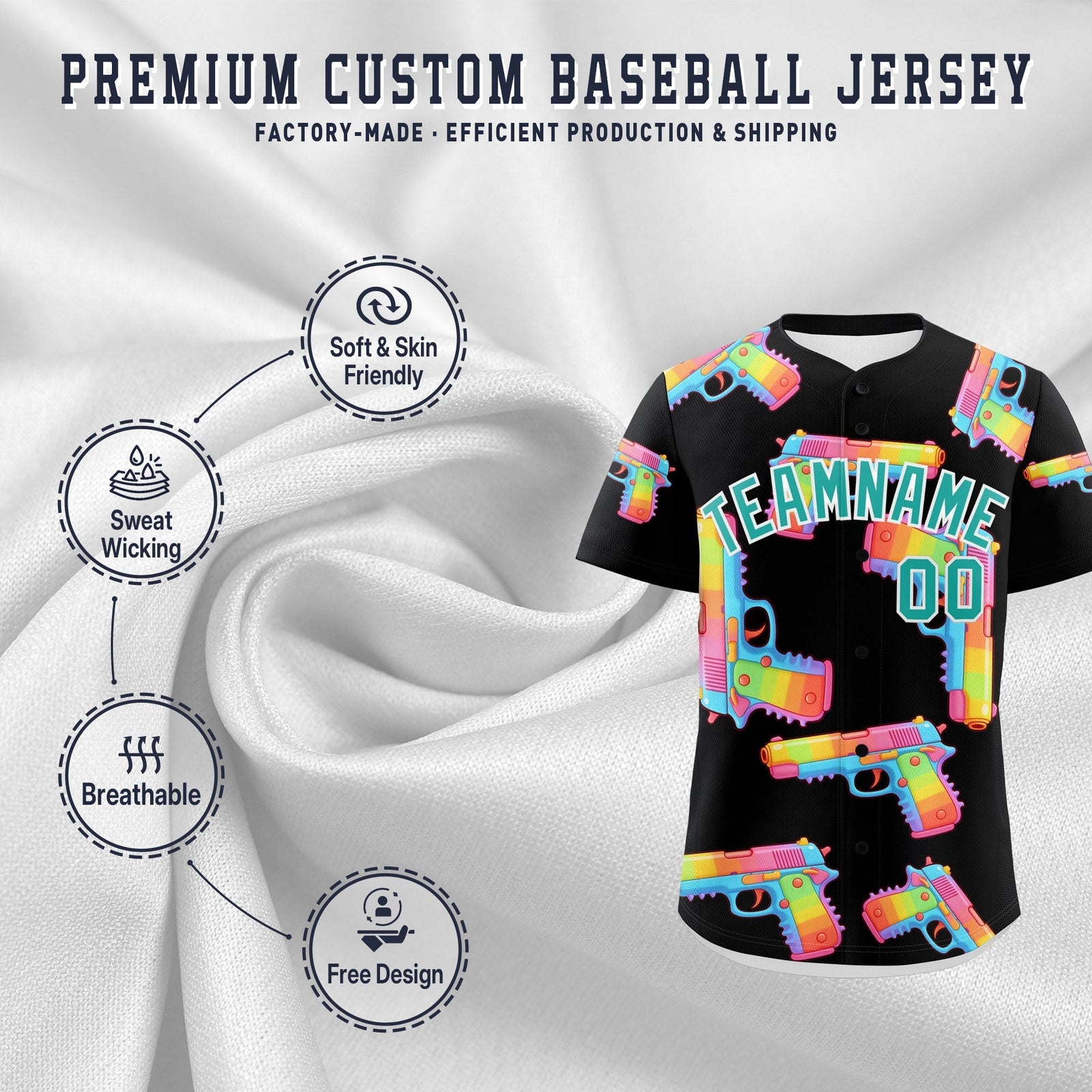 Custom Youth Baseball Jersey Black Aqua Sugar-Coated Firepower Graffiti Pattern Urban Fashion