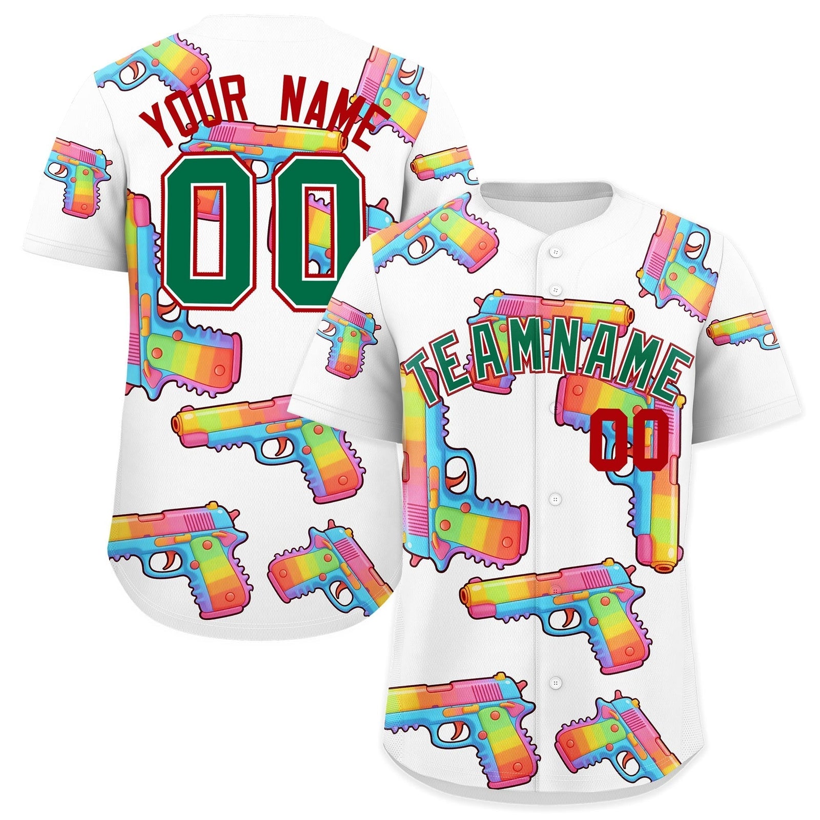 Custom Youth Baseball Jersey White Kelly Green Sugar-Coated Firepower Graffiti Pattern Hip-hop