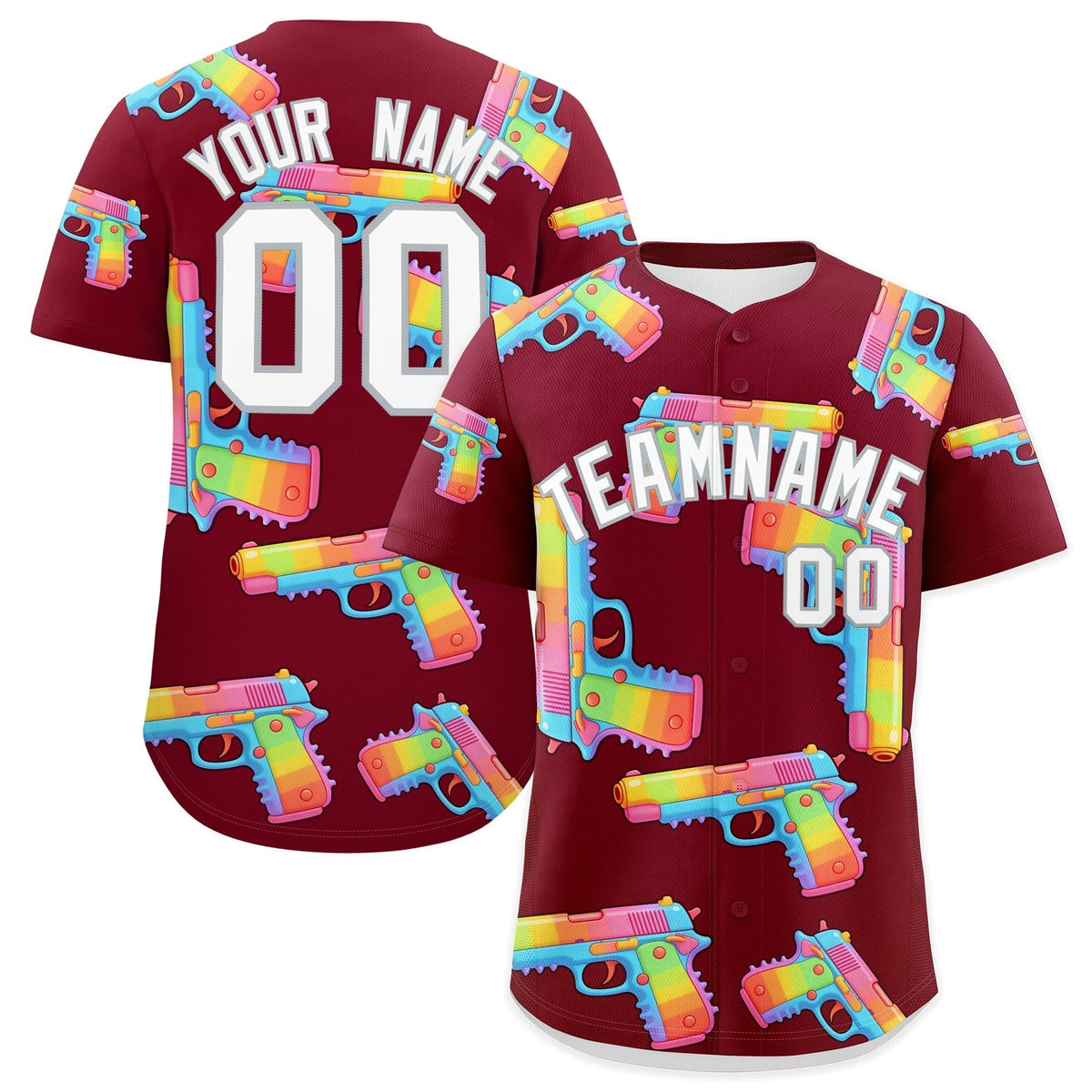 Custom Youth Baseball Jersey Crimson White Sugar-Coated Firepower Graffiti Pattern Hip-hop