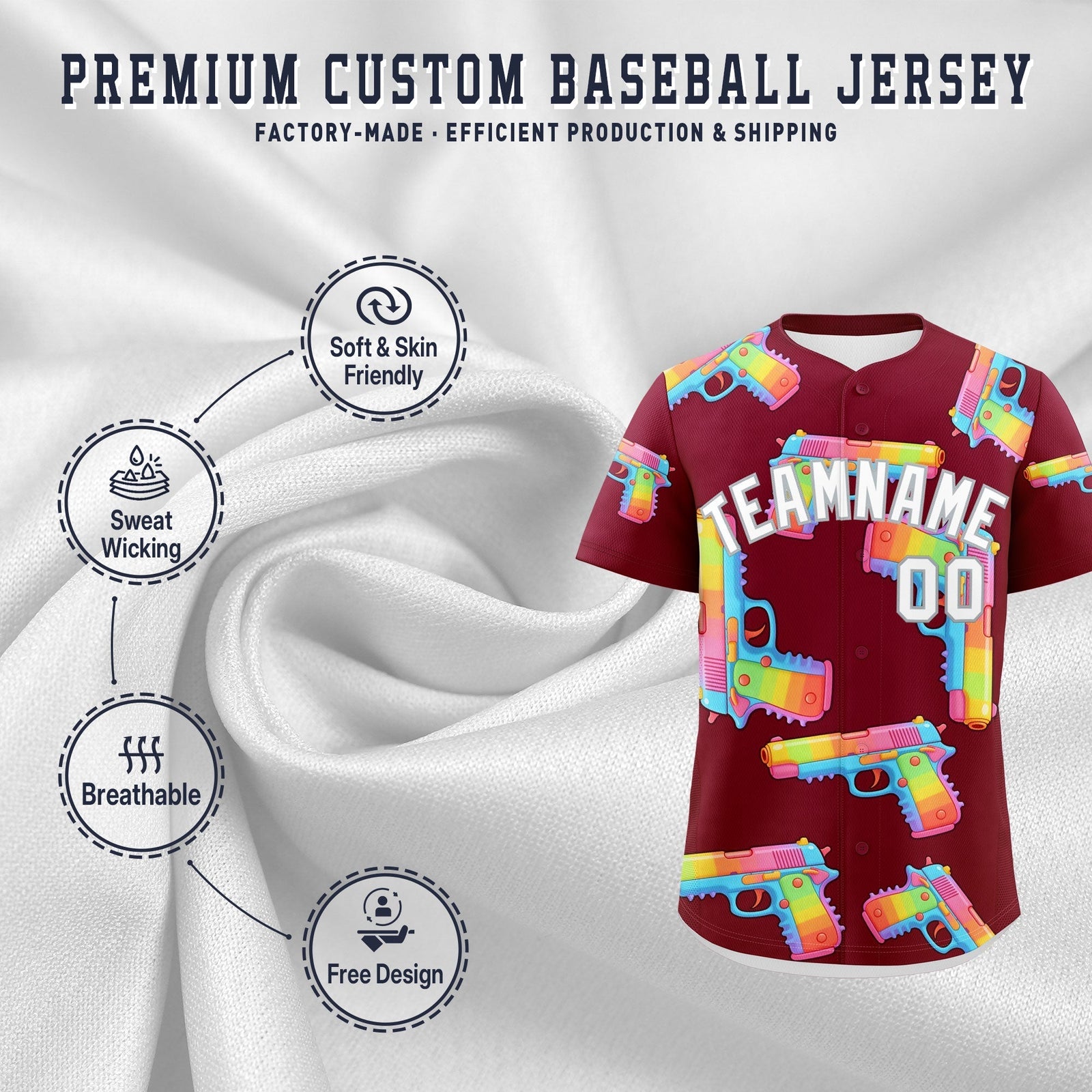 Custom Youth Baseball Jersey Crimson White Sugar-Coated Firepower Graffiti Pattern Hip-hop