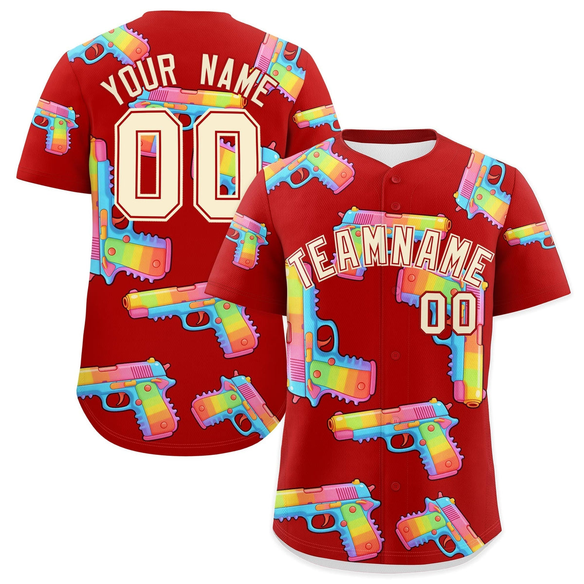 Custom Youth Baseball Jersey Red Cream Sugar-Coated Firepower Graffiti Pattern Hip-hop