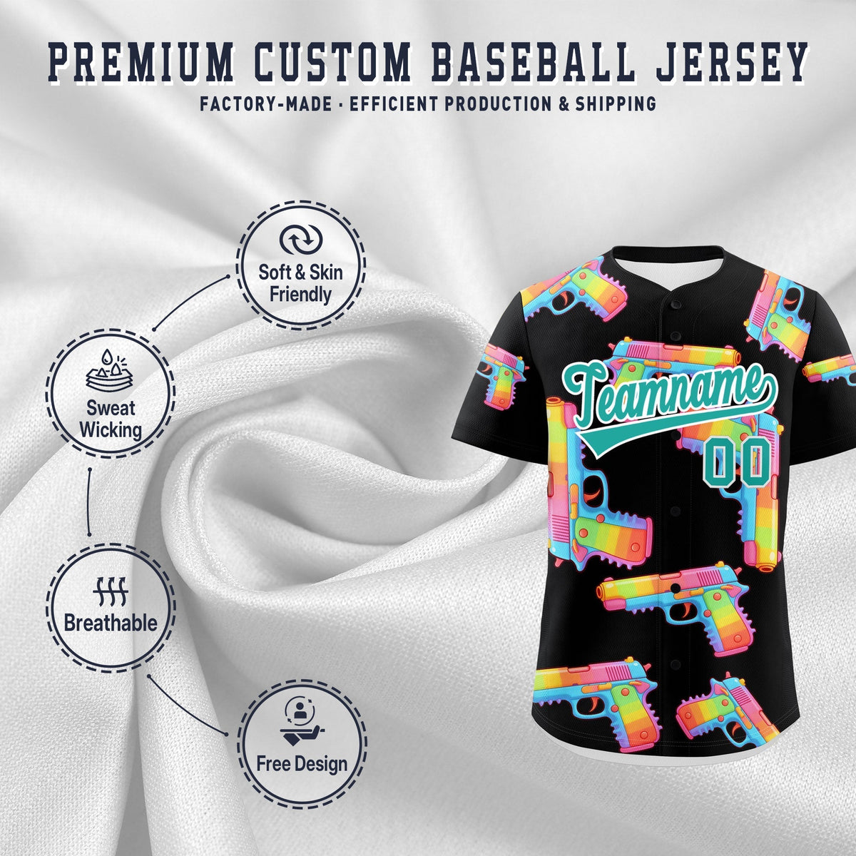 Custom Youth Baseball Jersey Black Aqua Sugar-Coated Firepower Graffiti Pattern Urban Fashion