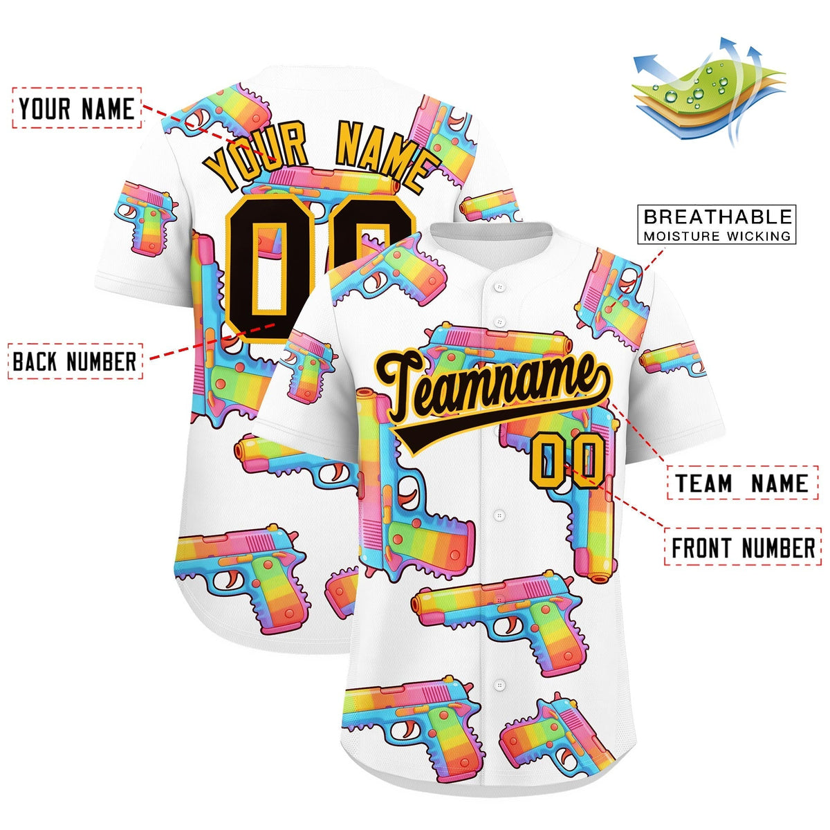 Custom Youth Baseball Jersey White Black Sugar-Coated Firepower Graffiti Pattern Hip-hop
