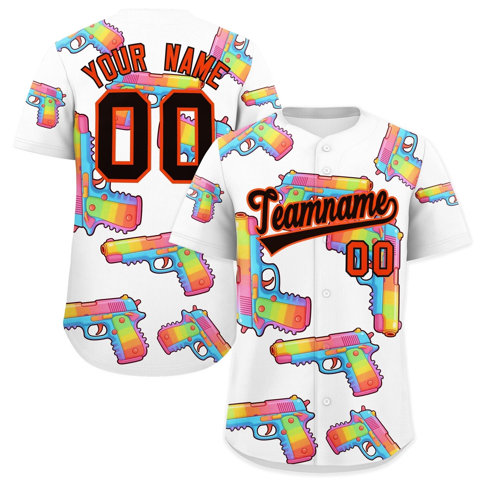 Custom Youth Baseball Jersey White Black Sugar-Coated Firepower Graffiti Pattern Urban Fashion