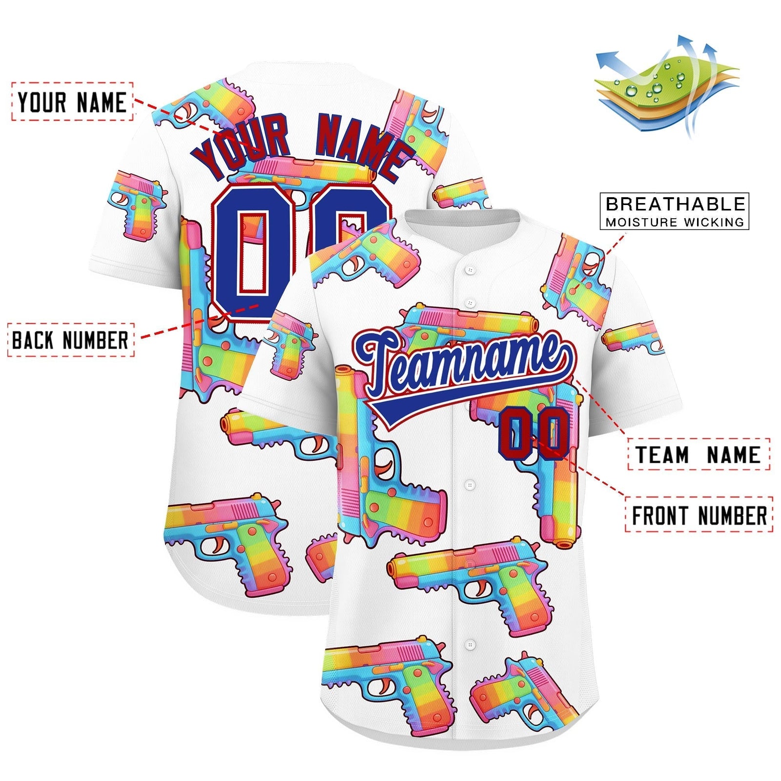 Custom Youth Baseball Jersey White Royal Blue Sugar-Coated Firepower Graffiti Pattern Hip-hop
