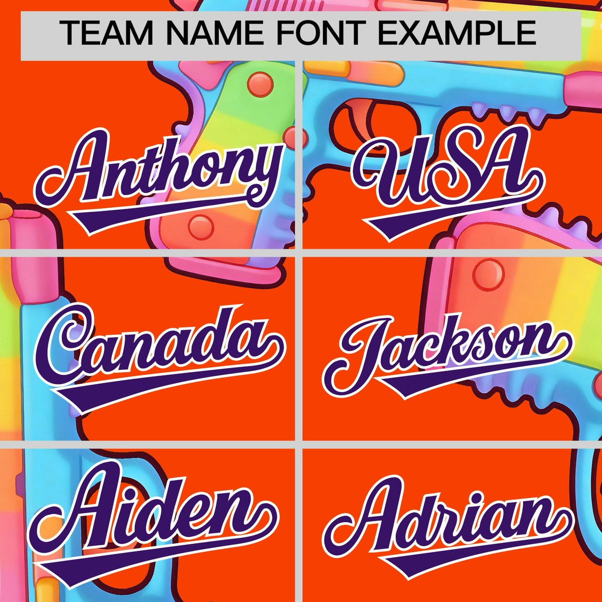 Custom Youth Baseball Jersey Orange Purple Sugar-Coated Firepower Graffiti Pattern Street Style