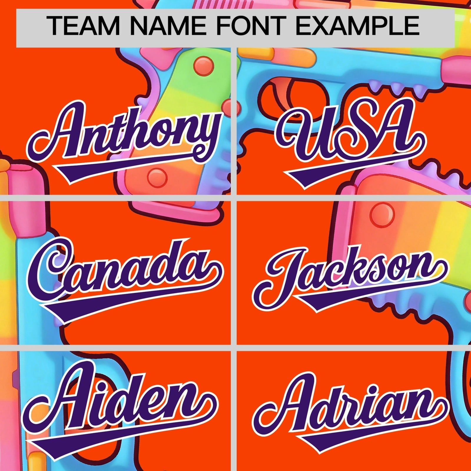 Custom Youth Baseball Jersey Orange Purple Sugar-Coated Firepower Graffiti Pattern Street Style