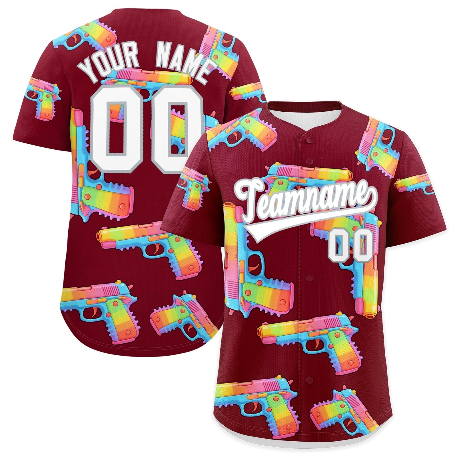 Custom Youth Baseball Jersey Crimson White Sugar-Coated Firepower Graffiti Pattern Hip-hop