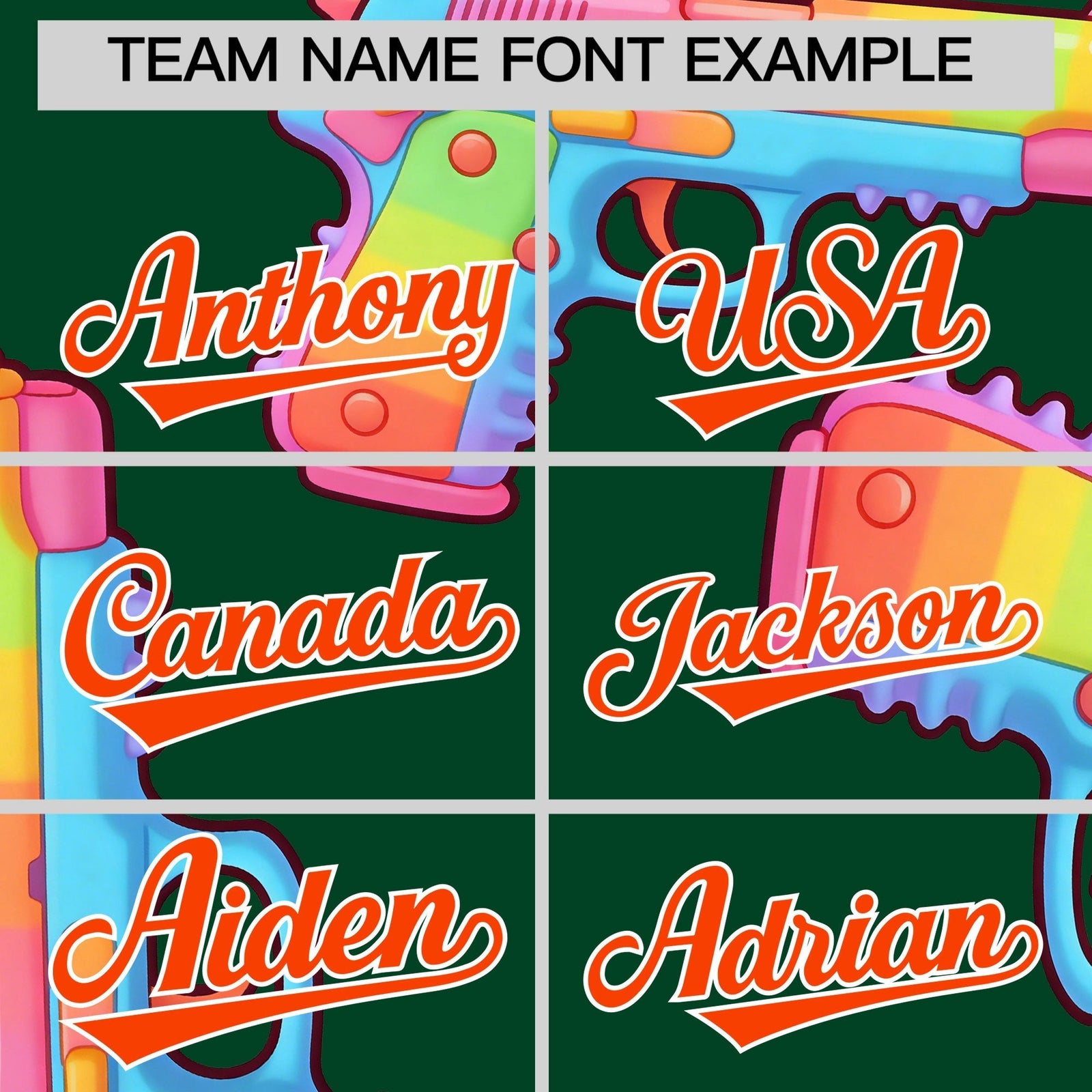 Custom Youth Baseball Jersey Dark Green Orange Sugar-Coated Firepower Graffiti Pattern Hip-hop