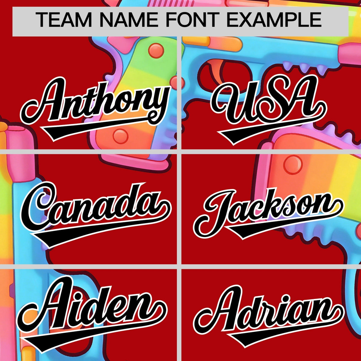 Custom Youth Baseball Jersey Red Black Sugar-Coated Firepower Graffiti Pattern Street Style