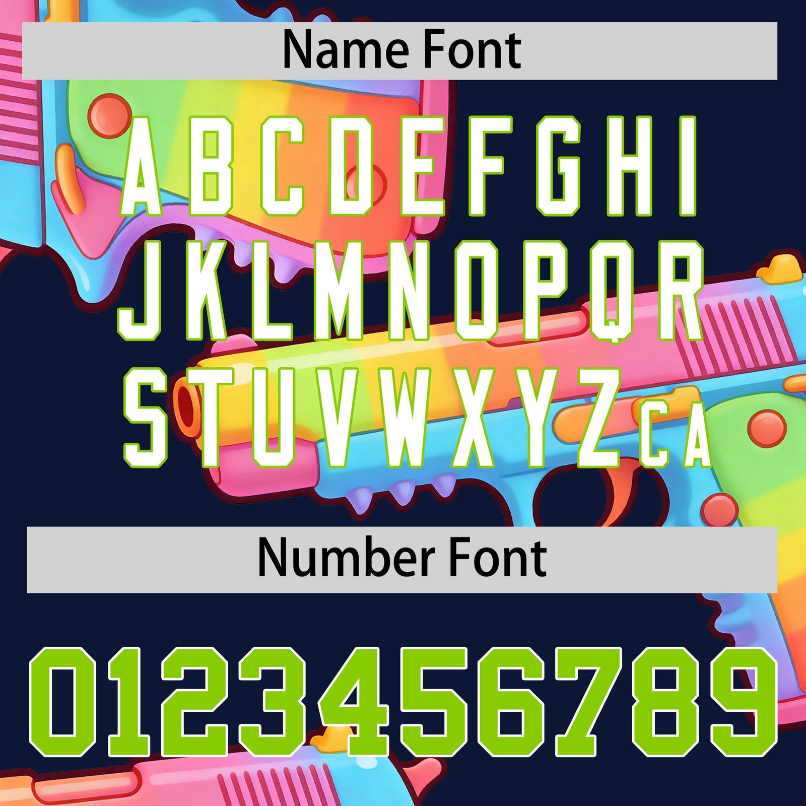 Custom Youth Baseball Jersey Navy Neon Green Sugar-Coated Firepower Graffiti Pattern Street Style