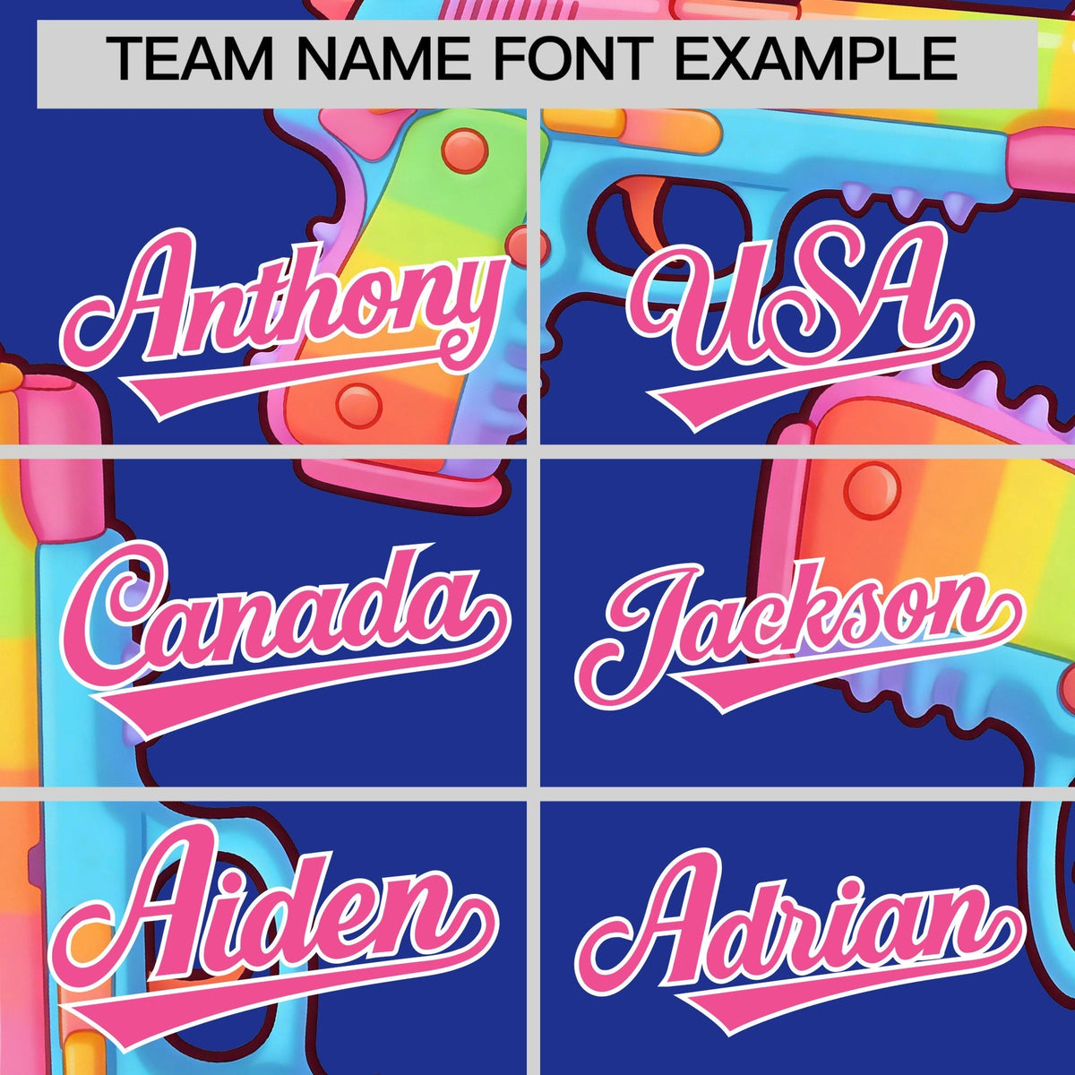 Custom Youth Baseball Jersey Royal Blue Pink Sugar-Coated Firepower Graffiti Pattern Urban Fashion